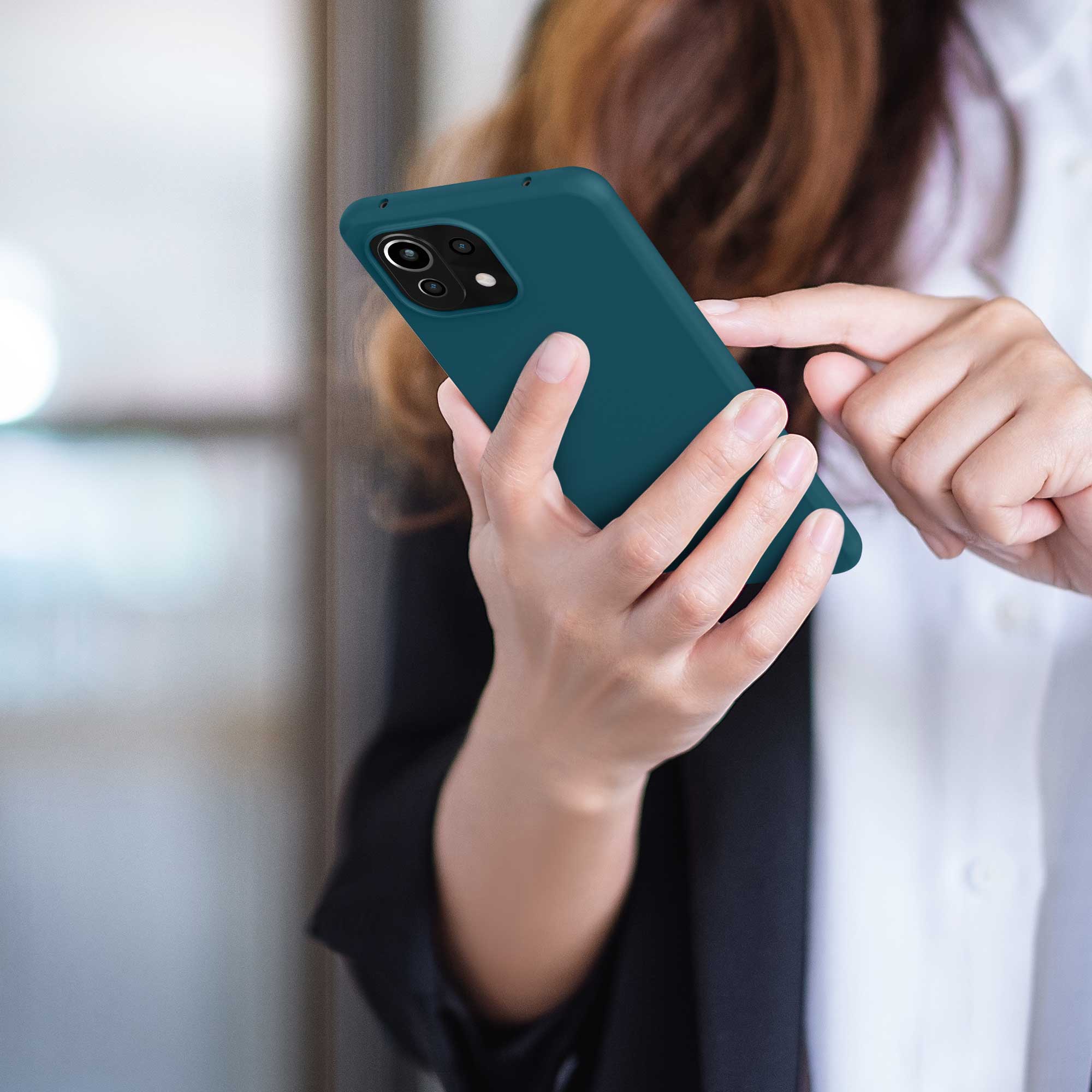 Kryt na mobil Xiaomi 11 Lite NE kwmobile TPU matně modrozelený