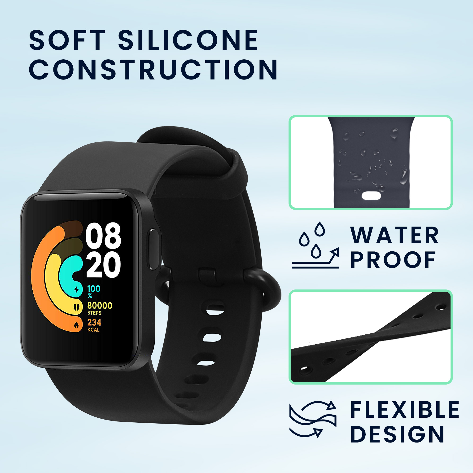 Řemínek kwmobile pro Xiaomi Mi Watch Lite / Redmi Watch - Černá / tmavě modrá