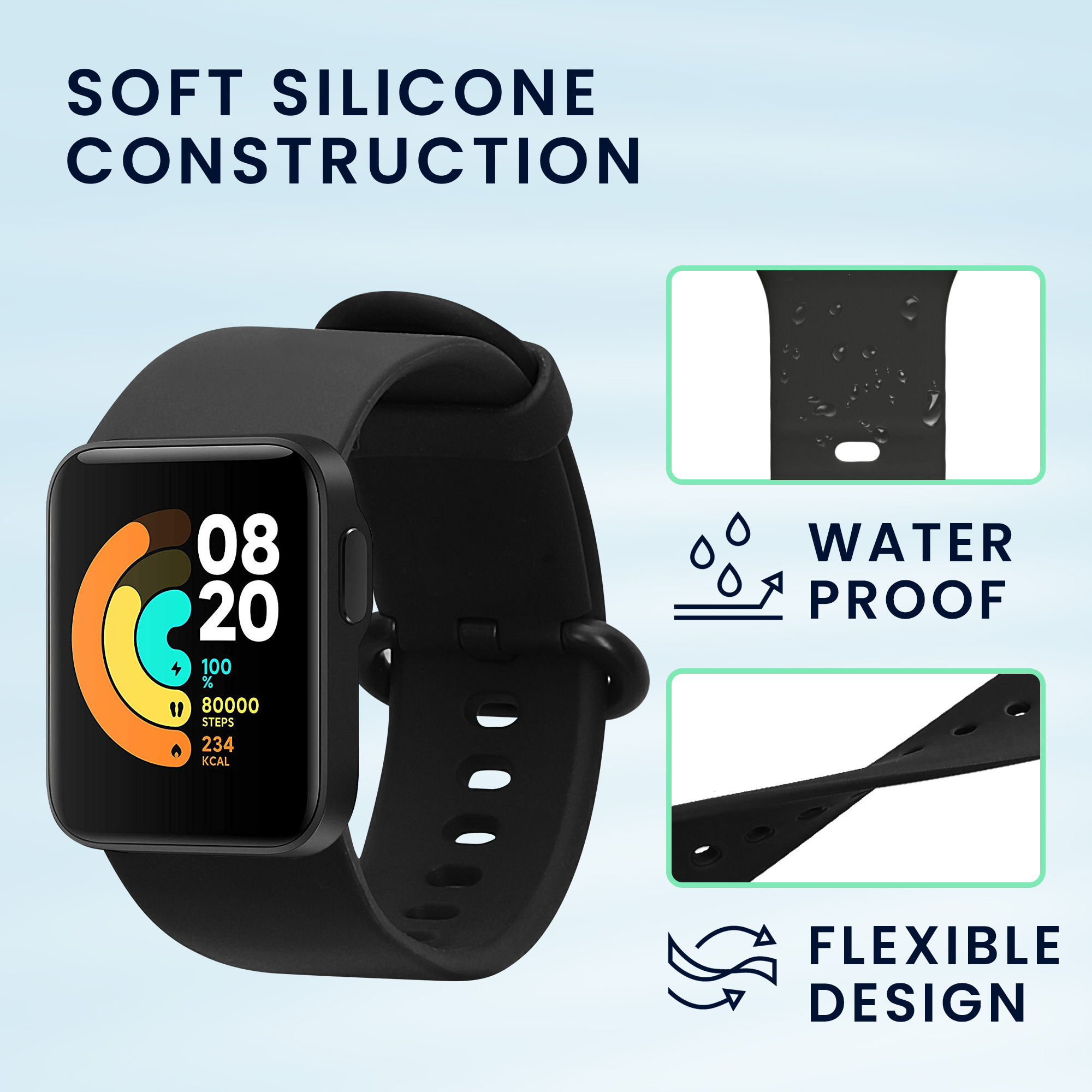 Řemínek kwmobile pro Xiaomi Mi Watch Lite / Redmi Watch - Černá / černá
