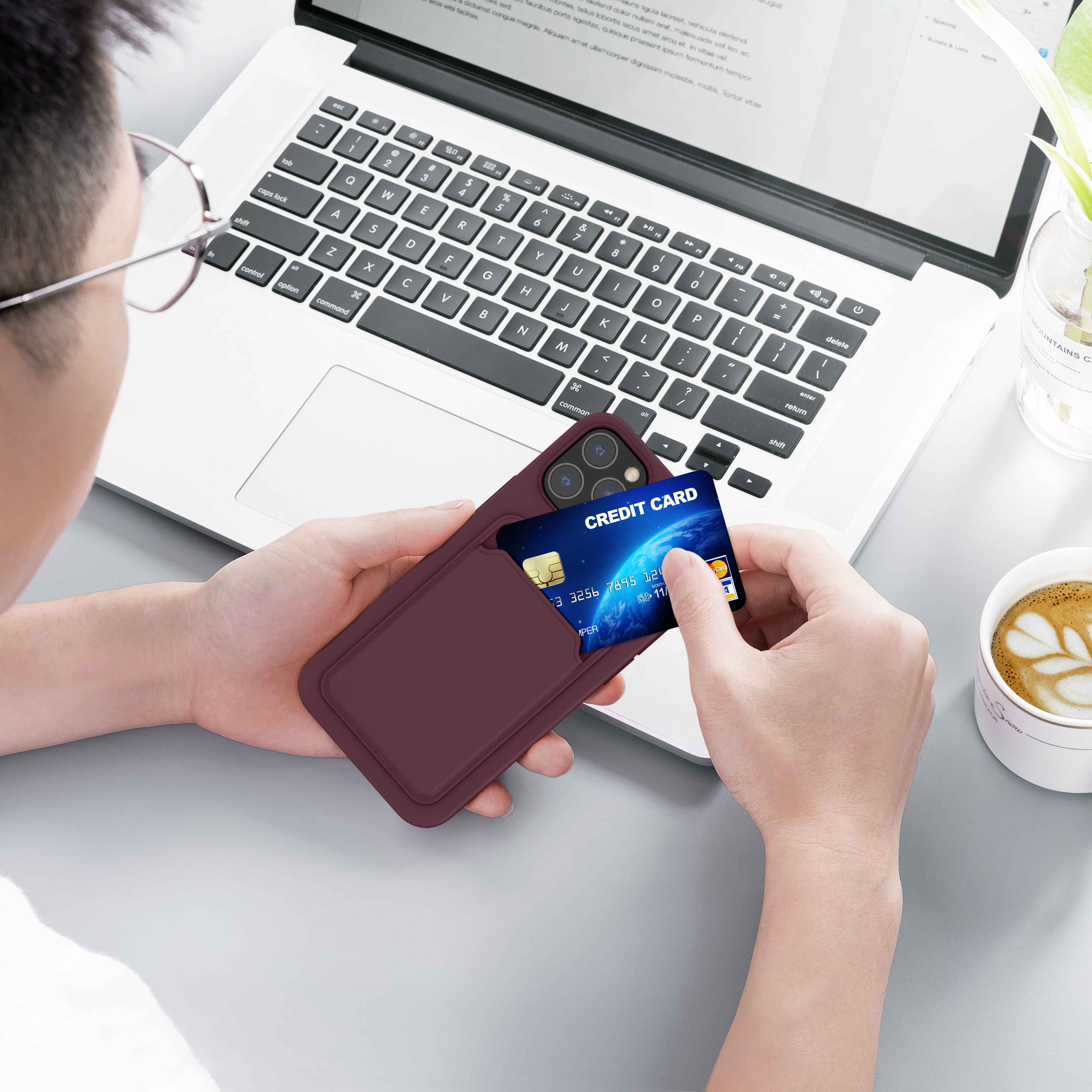 Kryt s přihrádkou kwmobile pro iPhone 12 / iPhone 12 Pro - tawny červená
