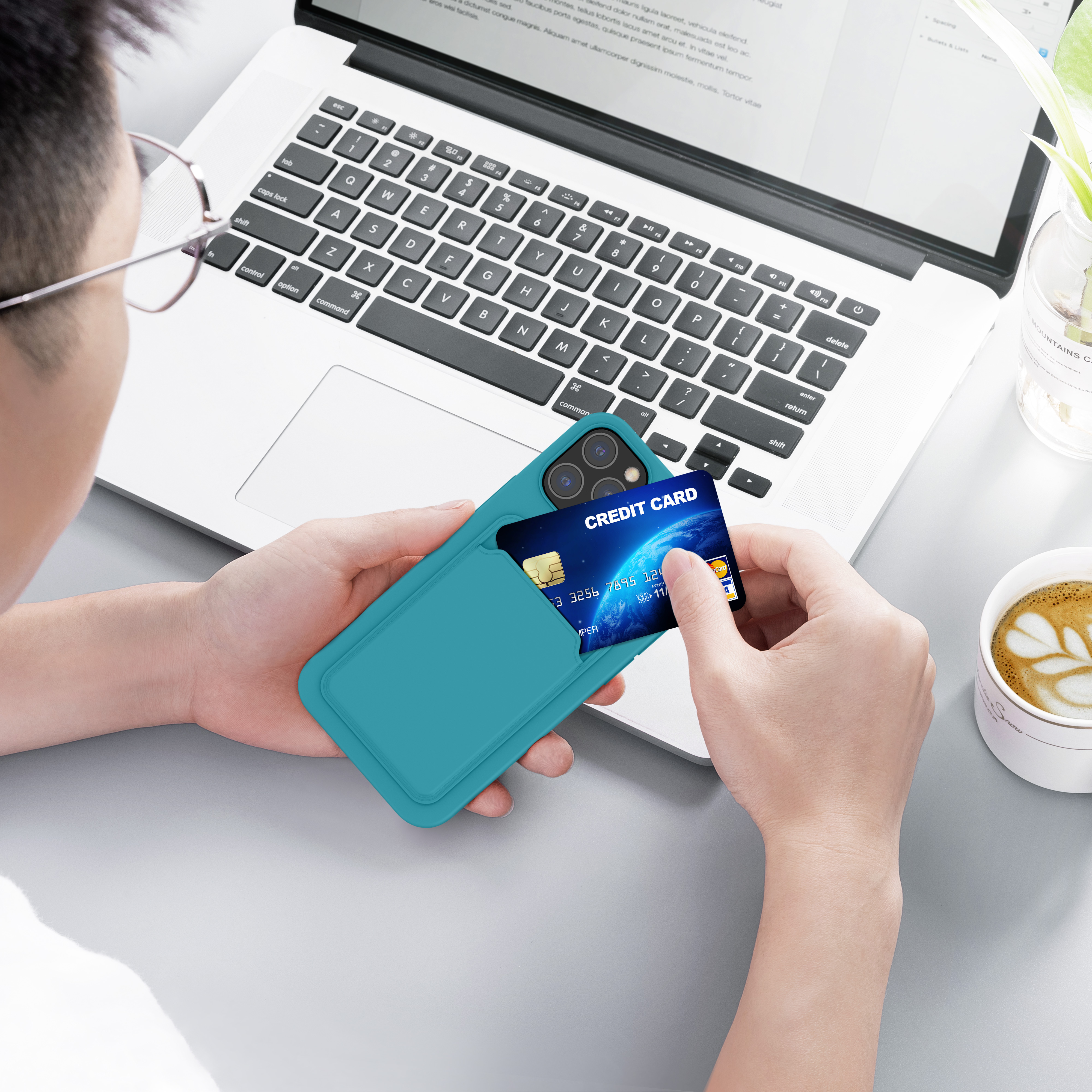 Kryt na mobil kwmobile iPhone 12 / iPhone 12 Pro - karta, matná světle modrá