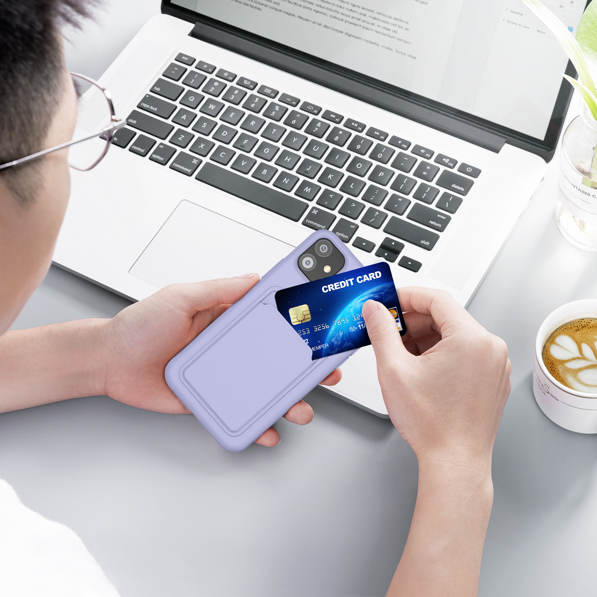 Kryt na mobil kwmobile iPhone 11 - karta, levandulová
