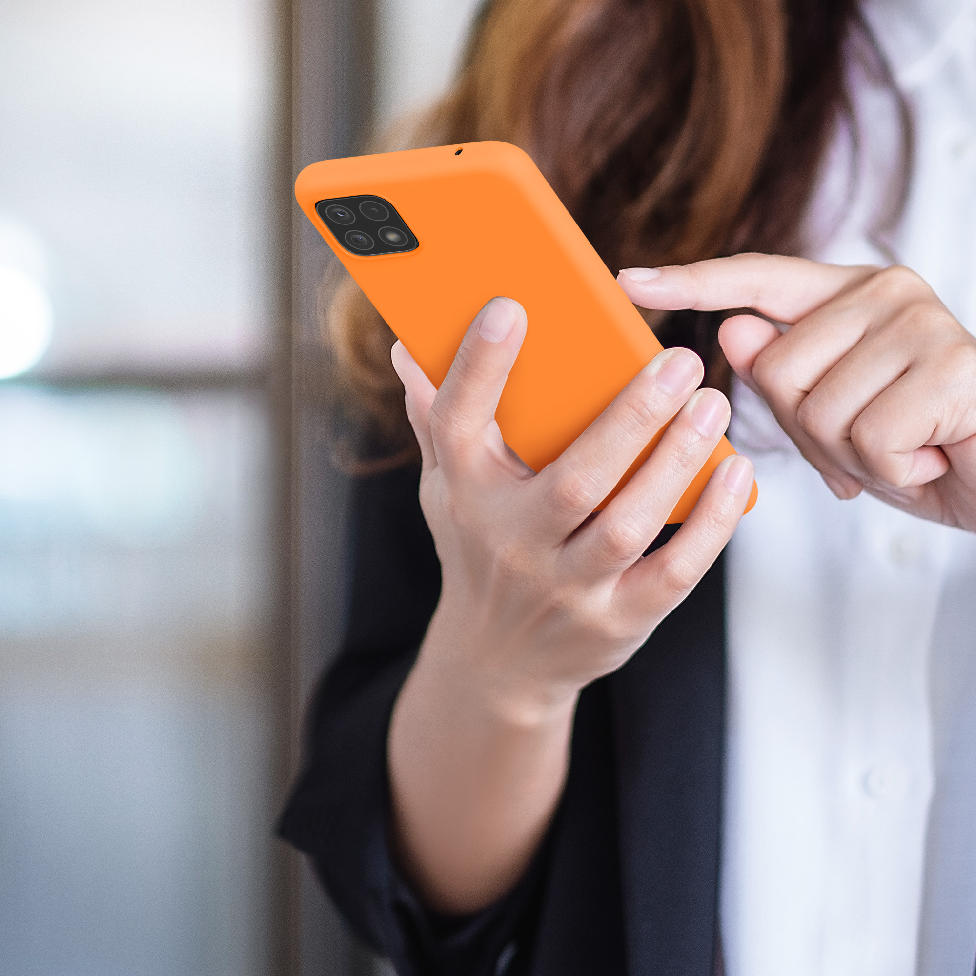 Kryt na mobil Samsung Galaxy A22 5G kwmobile TPU Ovocná oranžová