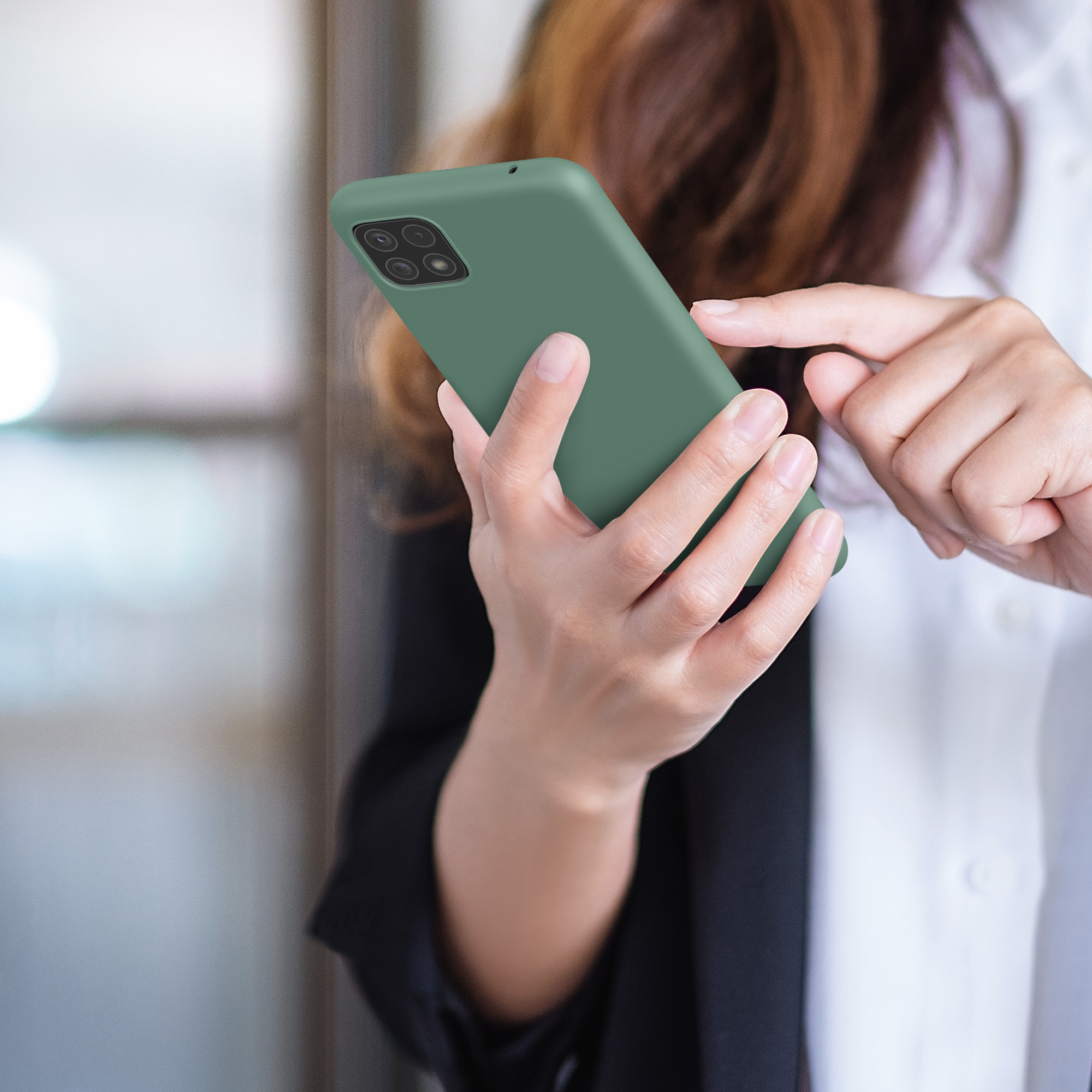 Kryt na mobil Samsung Galaxy A22 5G kwmobile TPU Lesní zelená
