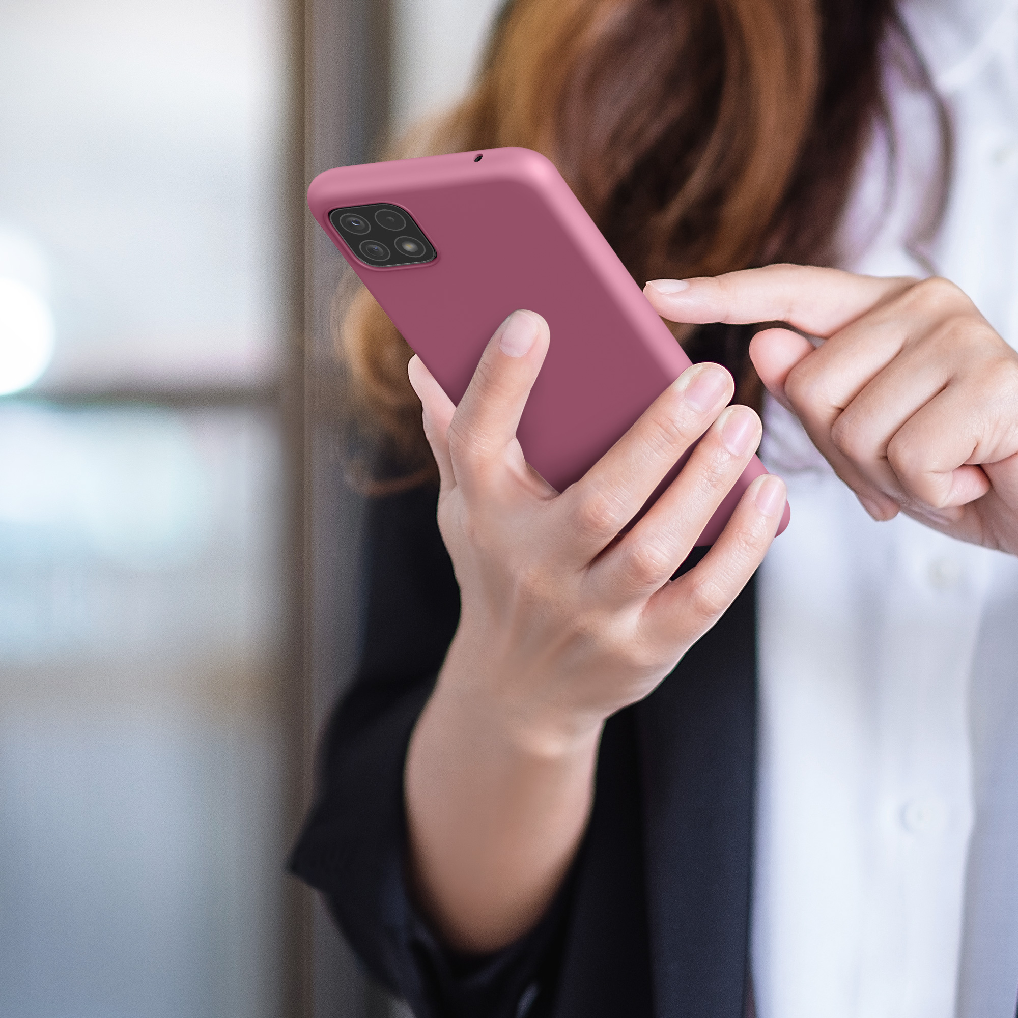 Kryt na mobil Samsung Galaxy A22 5G kwmobile TPU Tmavě růžová