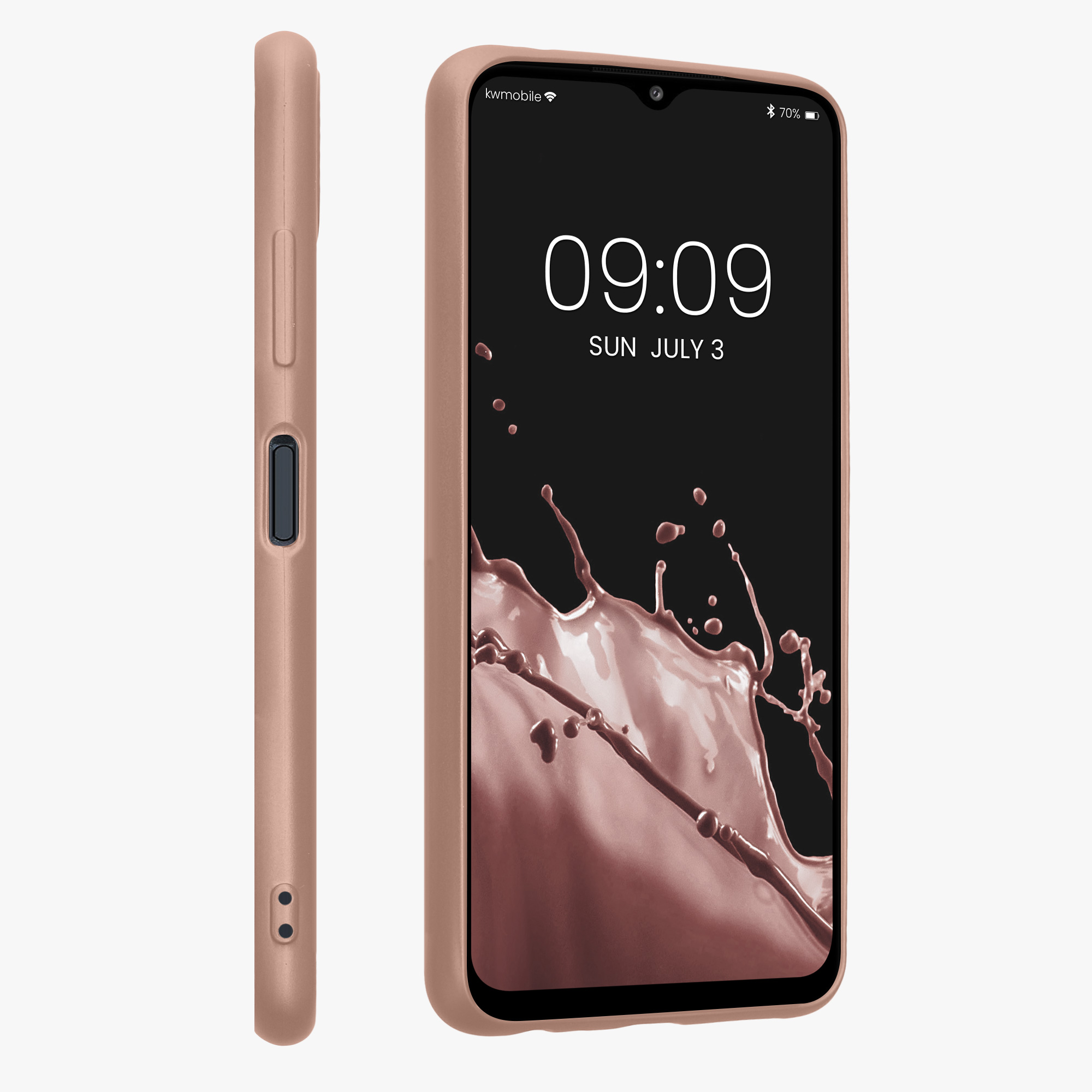 Kryt na mobil Samsung Galaxy A22 5G kwmobile TPU metalický Metalická růžová zlatá