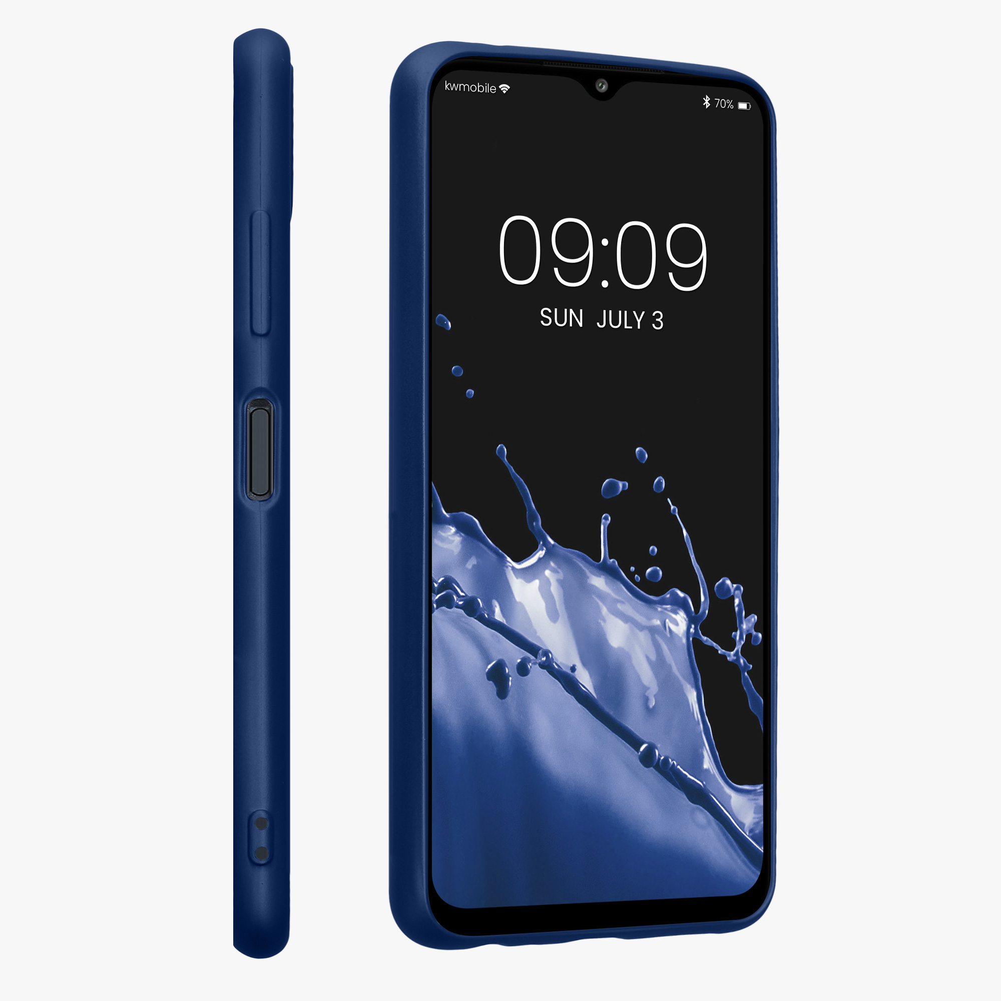 Kryt na mobil Samsung Galaxy A22 5G kwmobile TPU metalický Metalická modrá