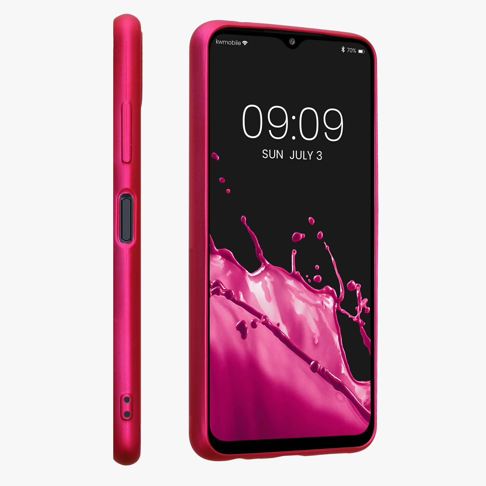 Kryt na mobil Samsung Galaxy A22 5G kwmobile TPU metalický Metalická růžová
