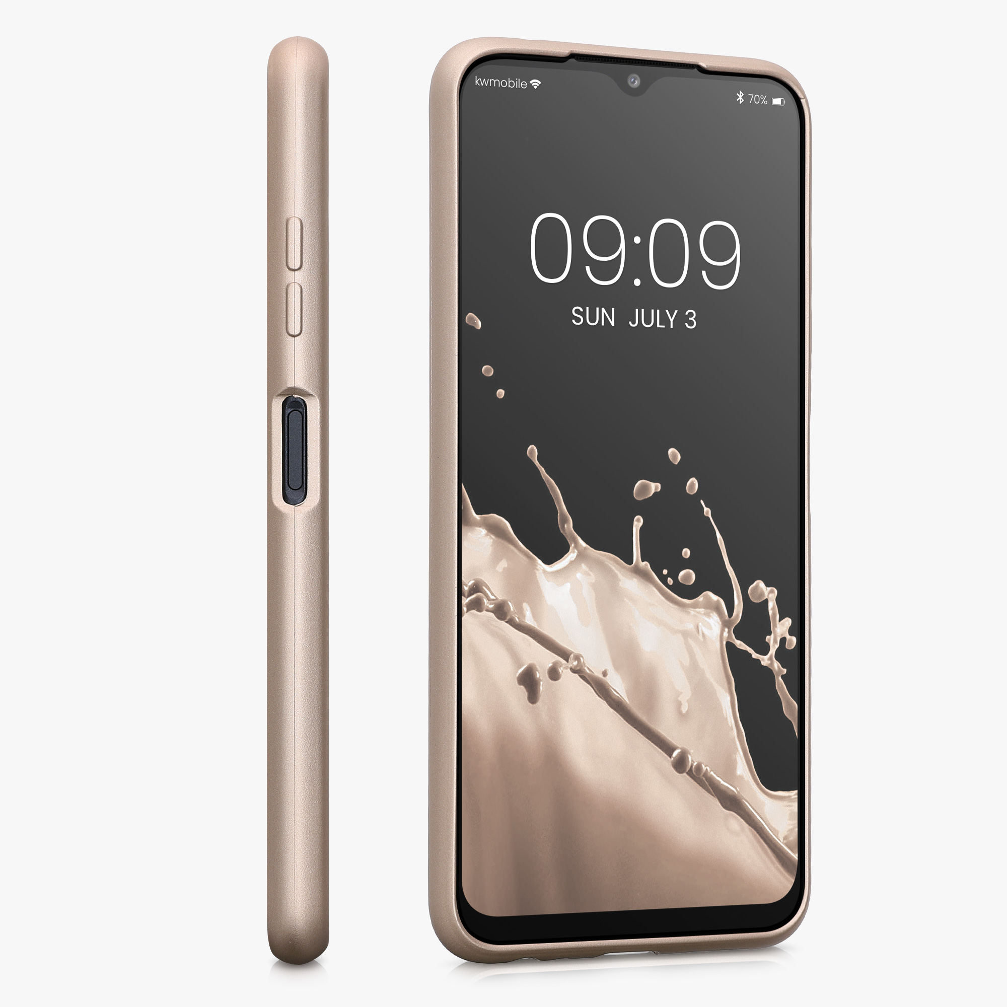 Kryt na mobil Samsung Galaxy A22 5G kwmobile TPU metalický Metalická zlatá