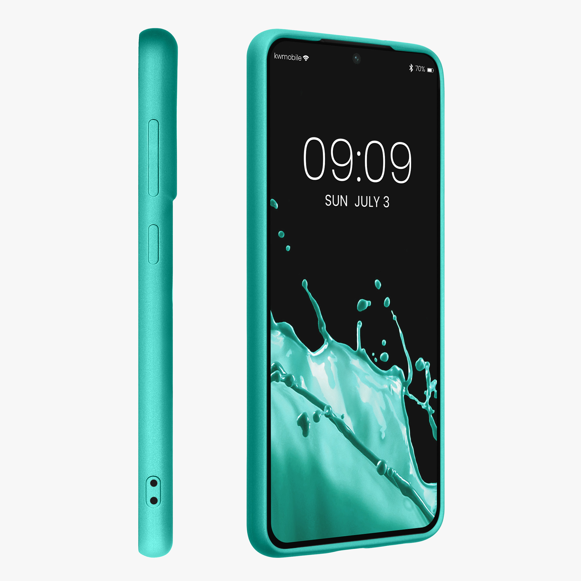 Kryt na mobil Galaxy S21 Fan Edition kwmobile metalická tyrkysová