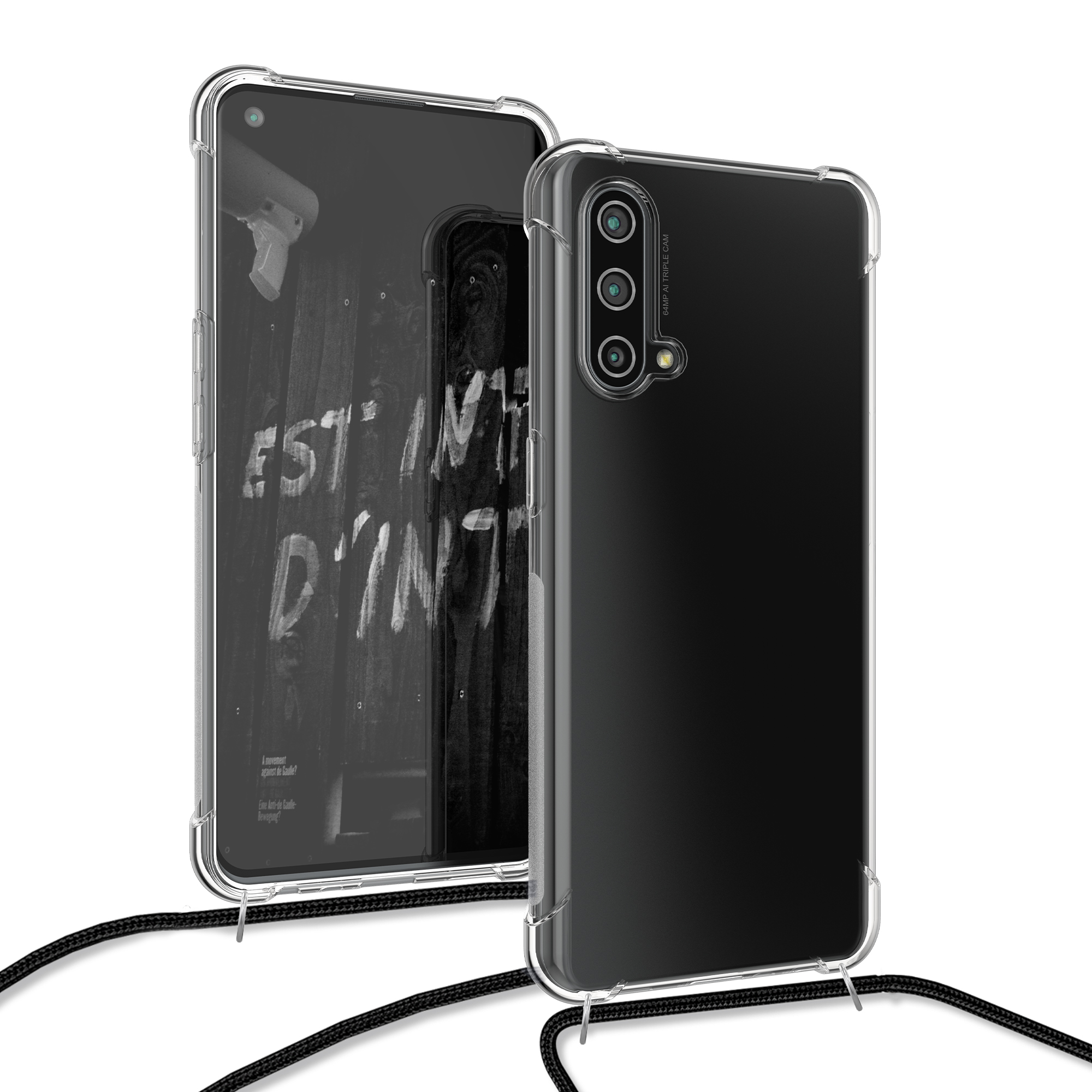 Crossbody kryt kwmobile pro OnePlus Nord CE 5G, černá / transparentní
