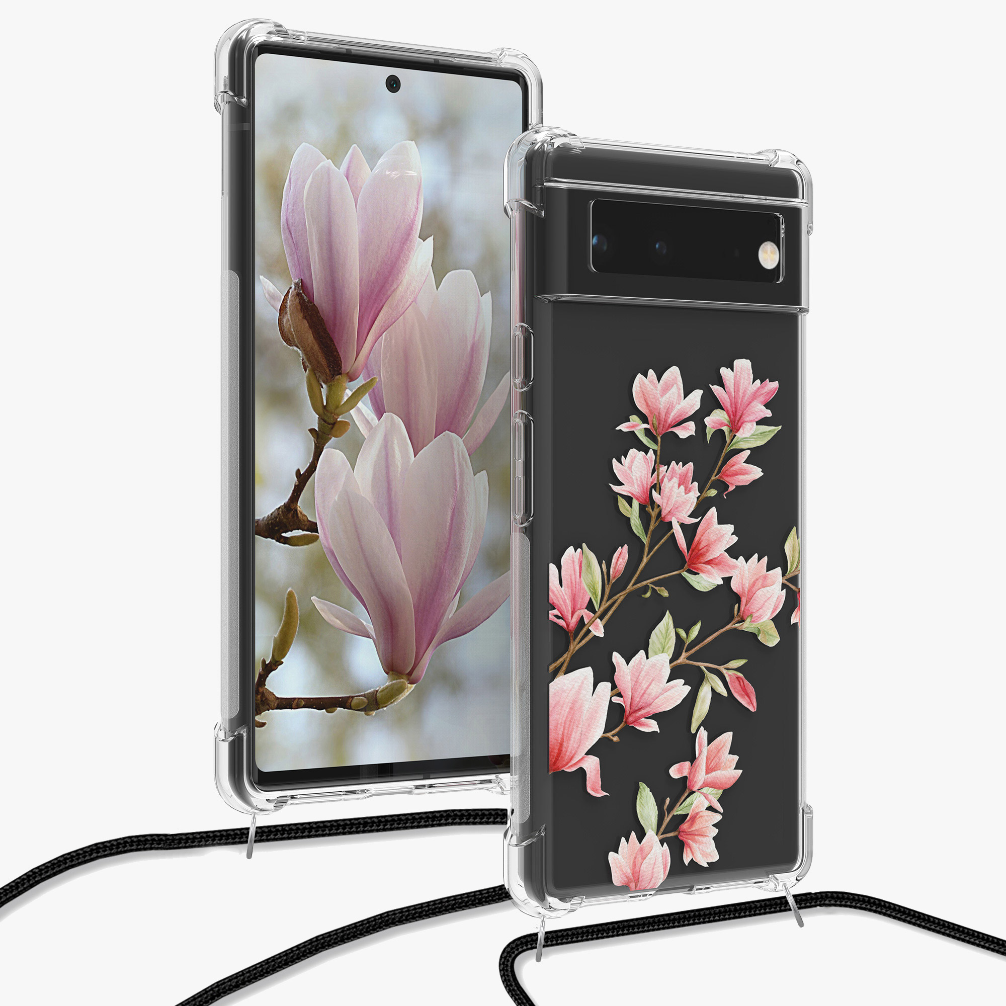 Crossbody kryt kwmobile pro Google Pixel 6 - magnólie růžová / bílá / transparentní