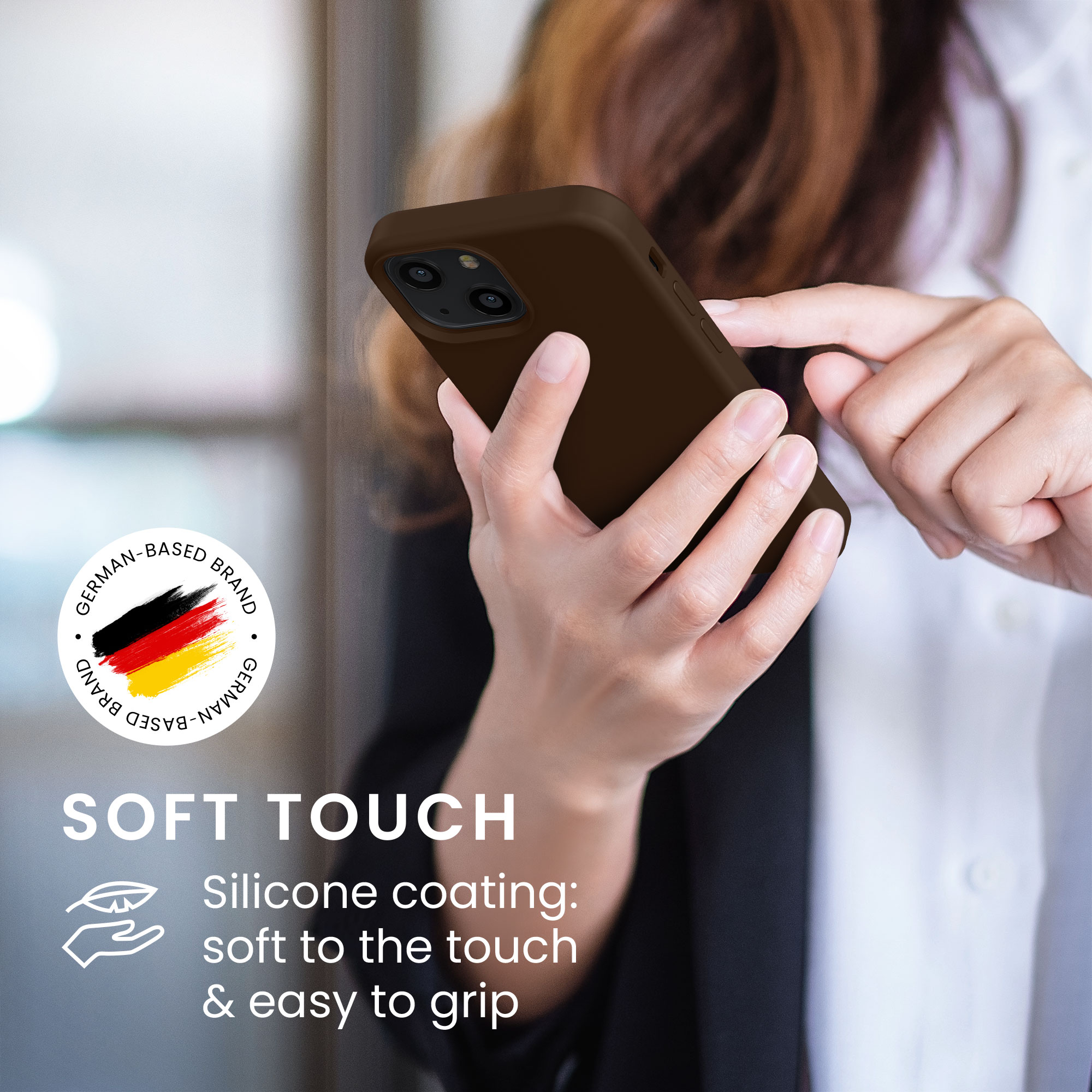 Kryt kwmobile soft-touch iPhone 13 mini čokoládová