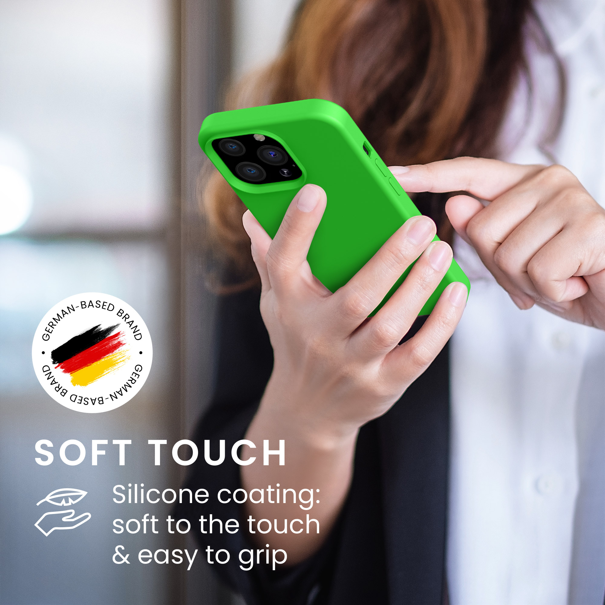 Kryt kwmobile soft-touch iPhone 13 Pro limetkově zelená