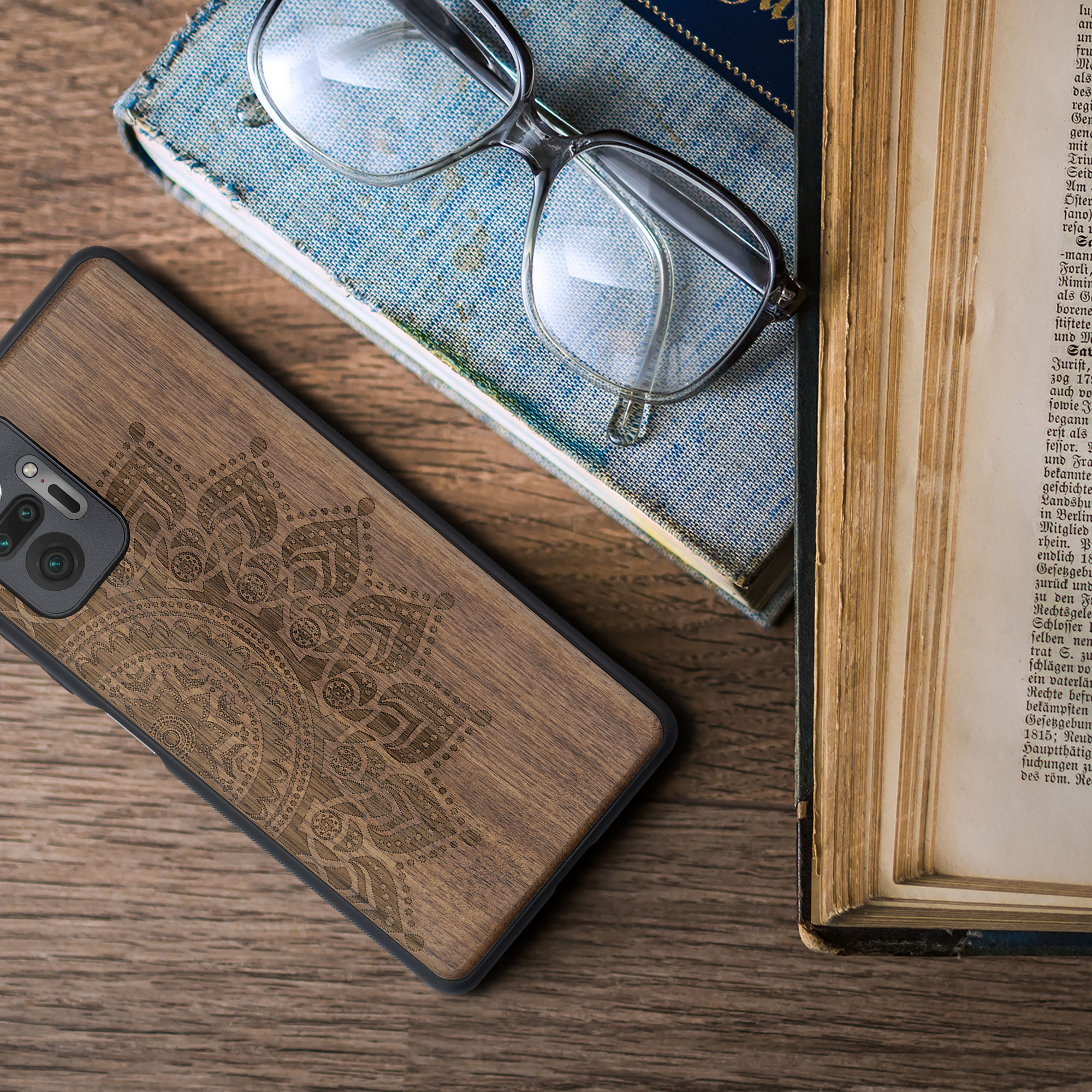 Dřevěný kryt Xiaomi Redmi Note 10 Pro TPU vanička, tmavě hnědý kwmobile