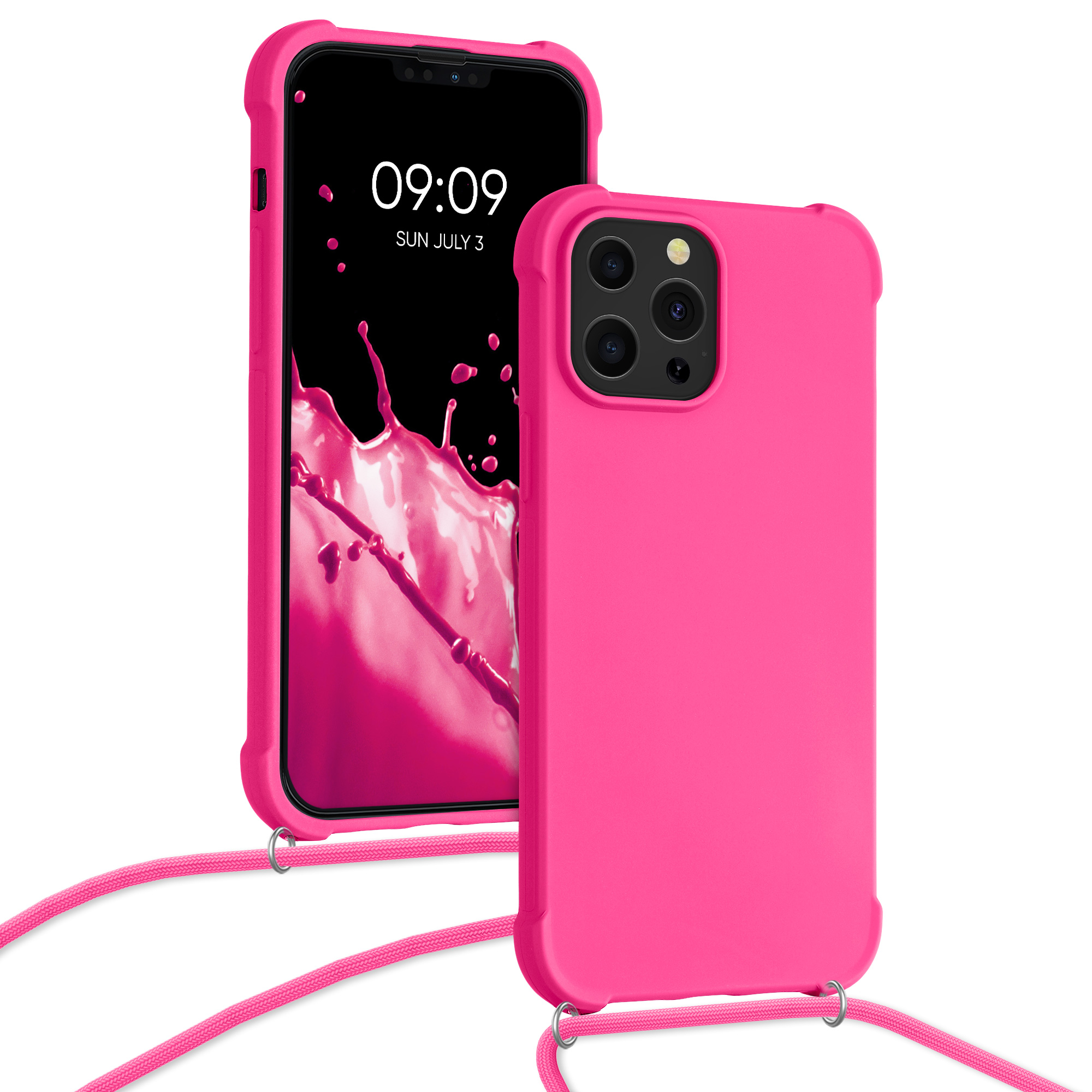Kryt kwmobile TPU silikonový iPhone 13 Pro Max neonově růžová