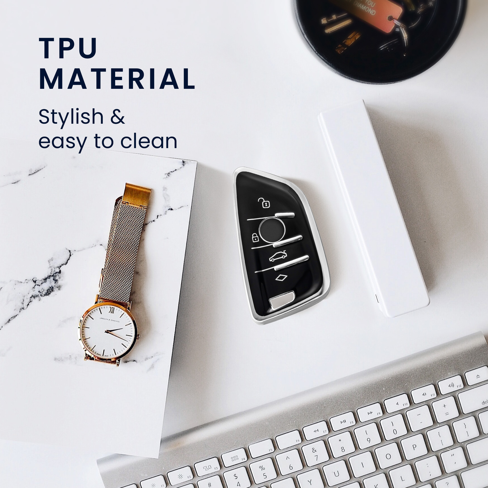 Tpu pouzdro na klíč od auta BMW 3 tlačítka Smart Key protiskluzové černé
