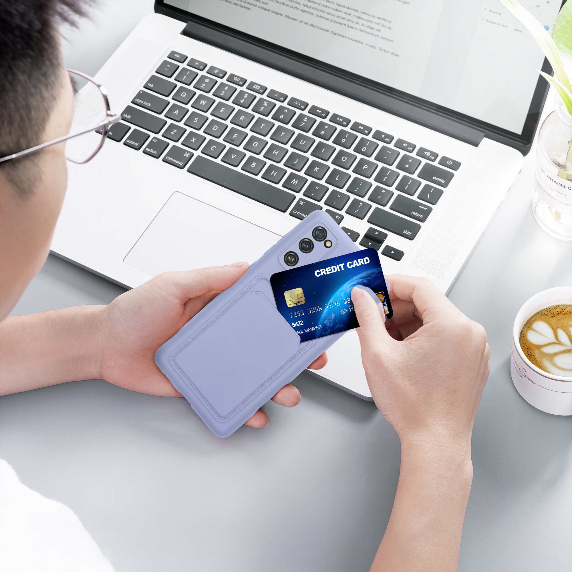 Kryt na mobil Samsung Galaxy S20 FE kwmobile Card Holder levandulový