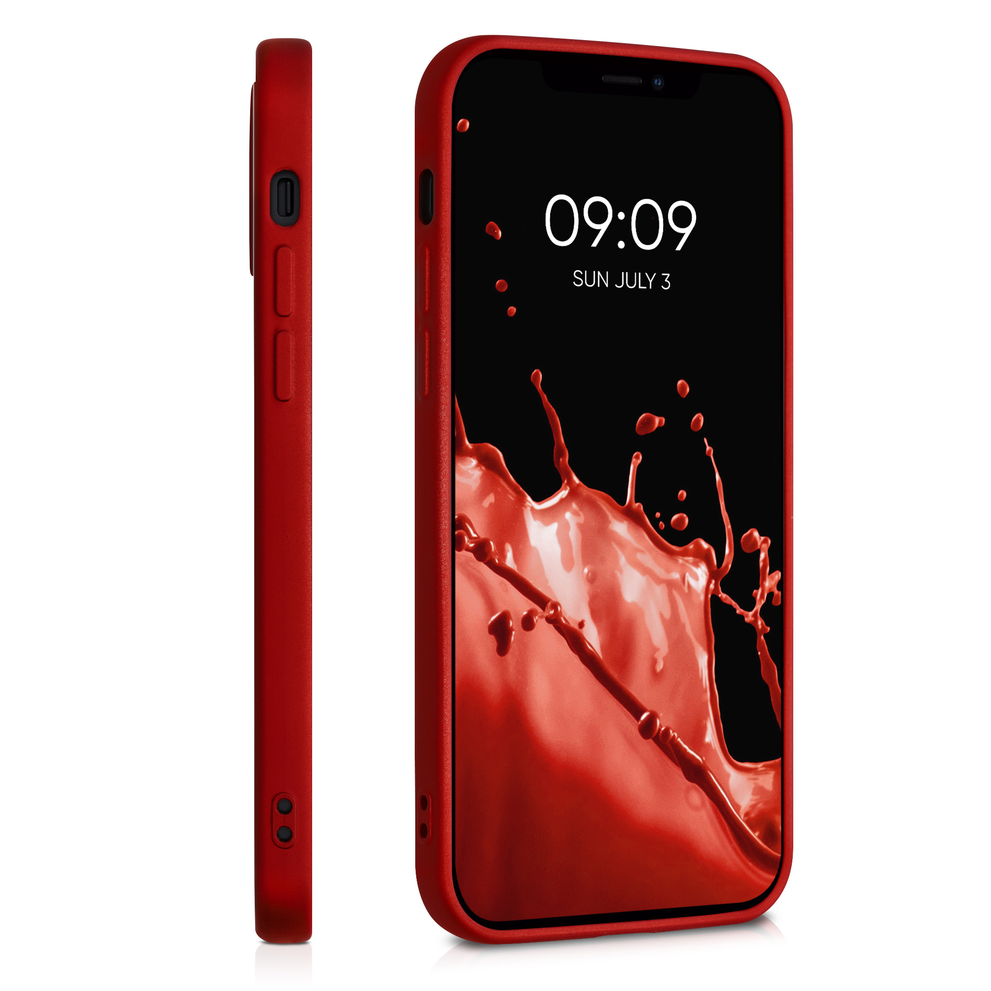 Metalický kryt kwmobile pro iPhone 12 / iPhone 12 Pro - metalická tmavě červená