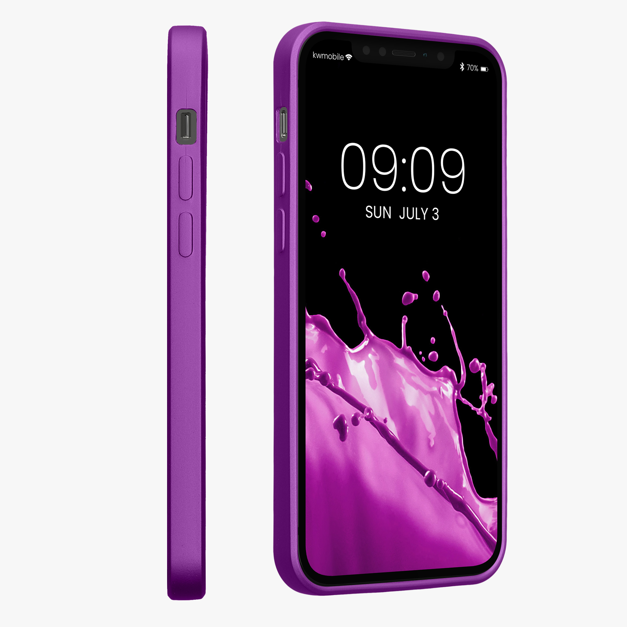 Pouzdro pro Apple iPhone 12 / iPhone 12 Pro kwmobile tenké metalické silikonové - metalická fialová