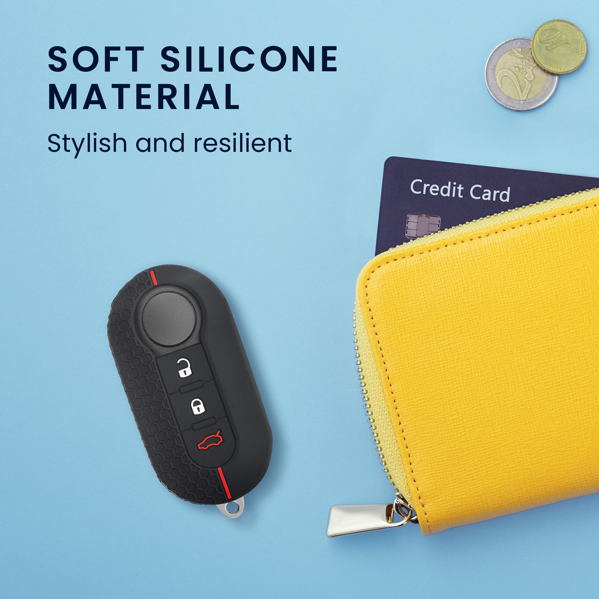 TPU pouzdro na klíč od auta Fiat / Lancia, 3 tlačítka Flip Key černo-červené