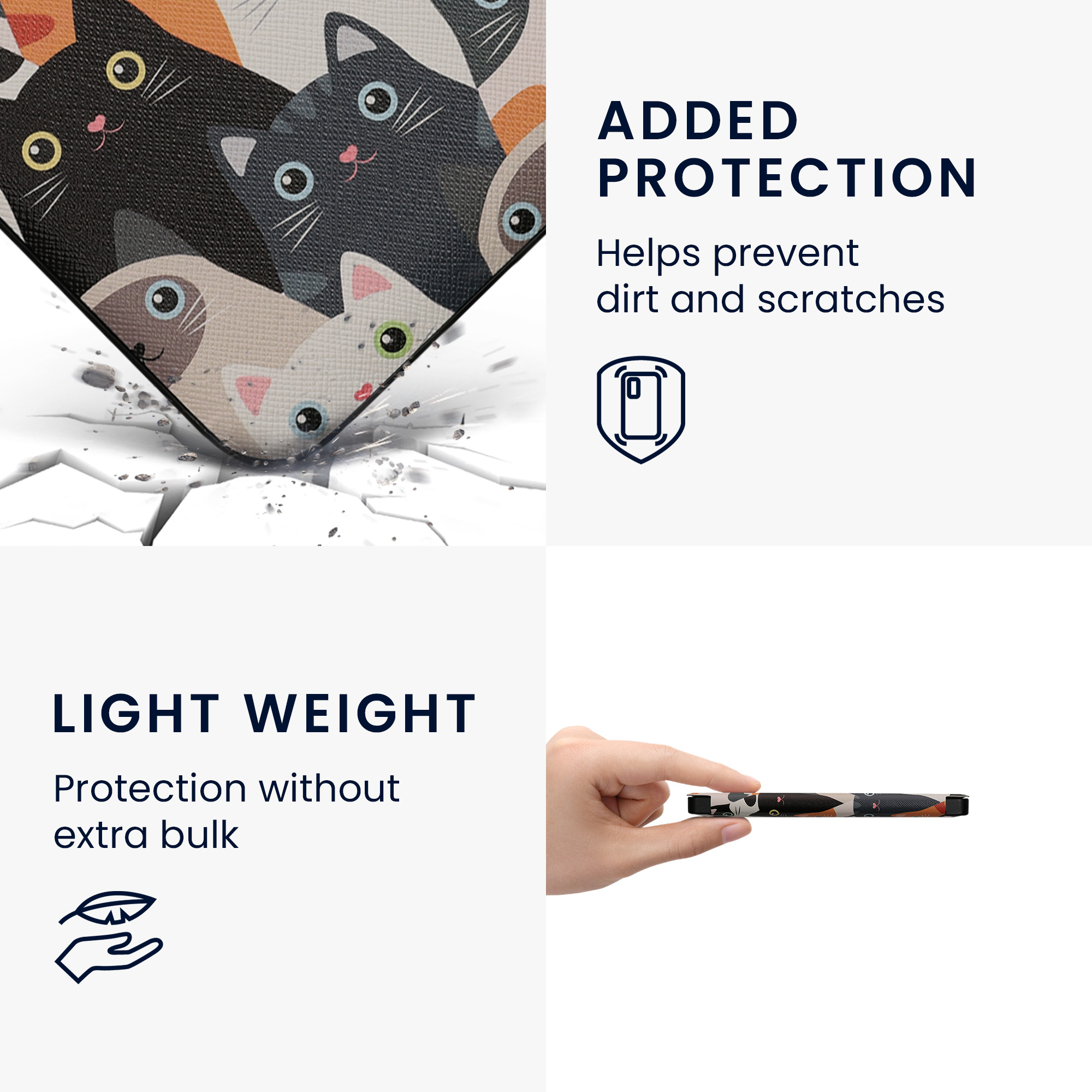 Obal pro Kobo Libra 2 kwmobile - motiv kočky, oranžová / černá / bílá