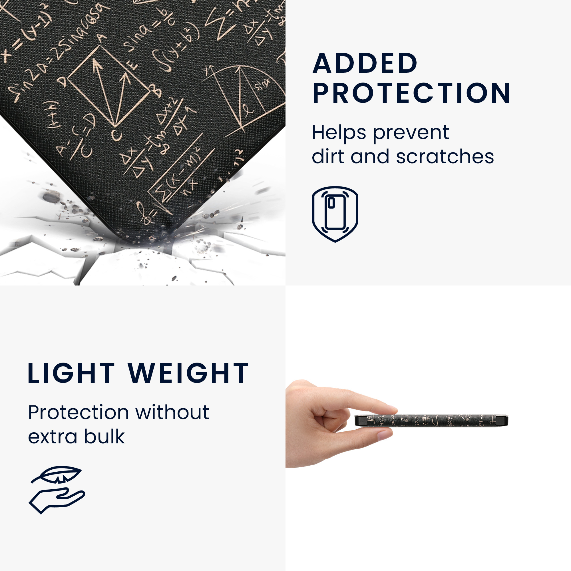 Pouzdro na čtečku kwmobile pro Tolino Vision 6 - motiv Equation, zelená / žlutá