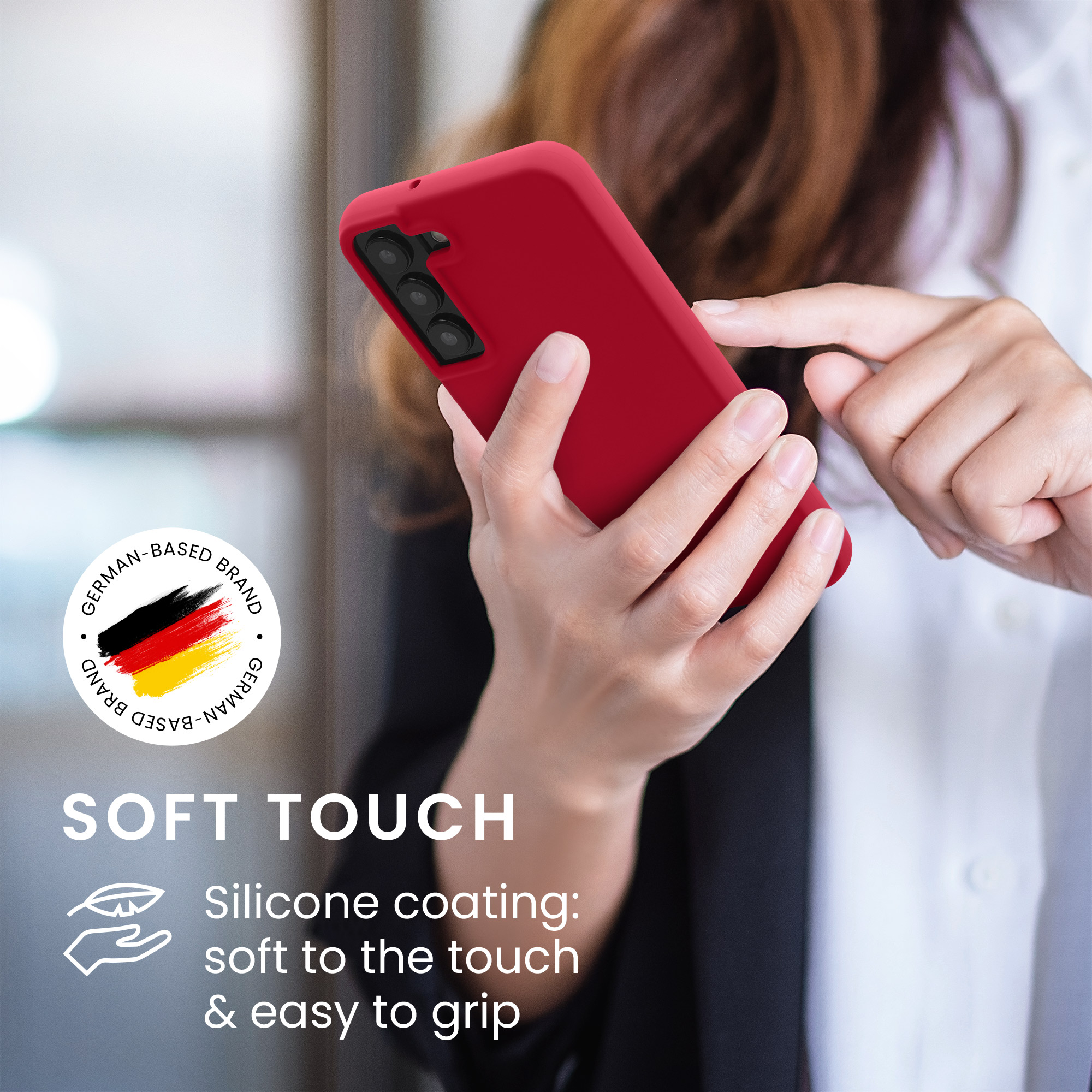 Kryt na mobil Galaxy S22 kwmobile Soft Cover třešňově červená