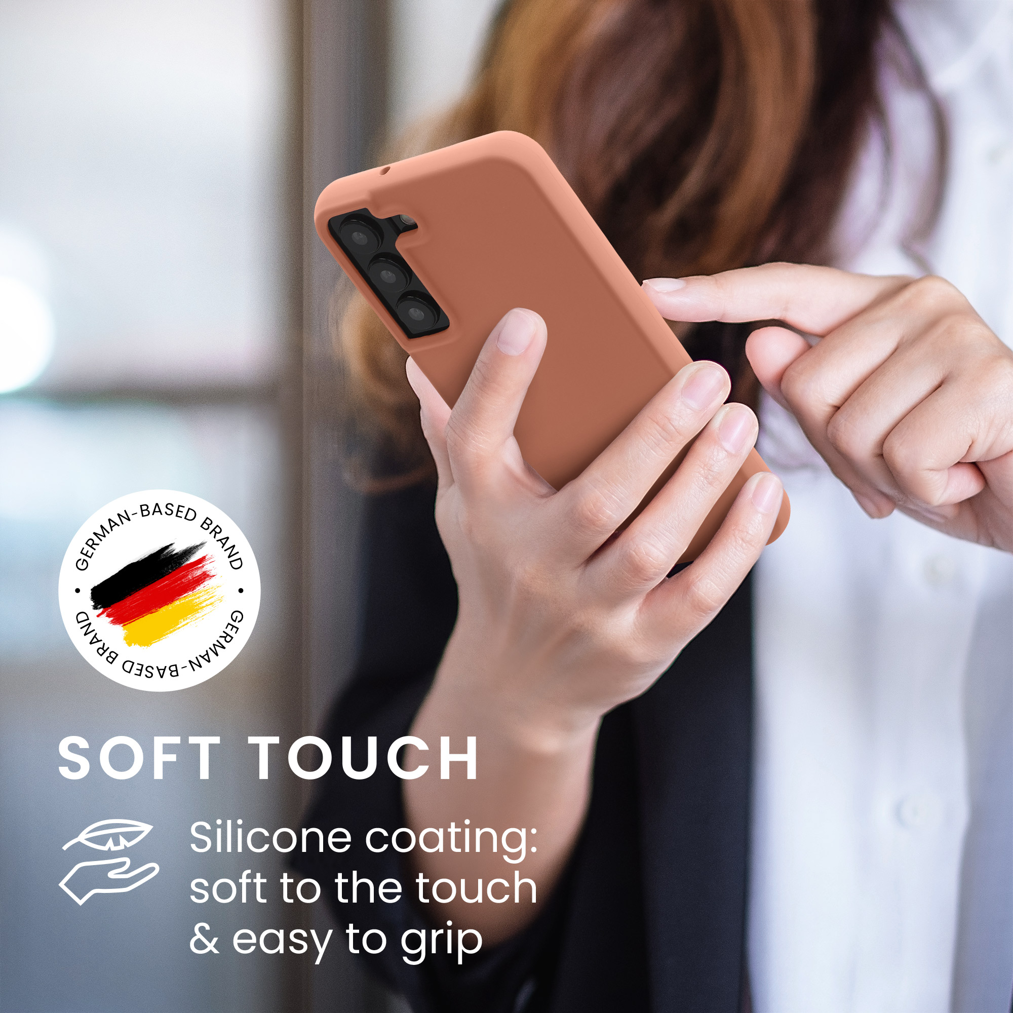 Kryt na mobil Galaxy S22 kwmobile Soft Cover oranžová clay
