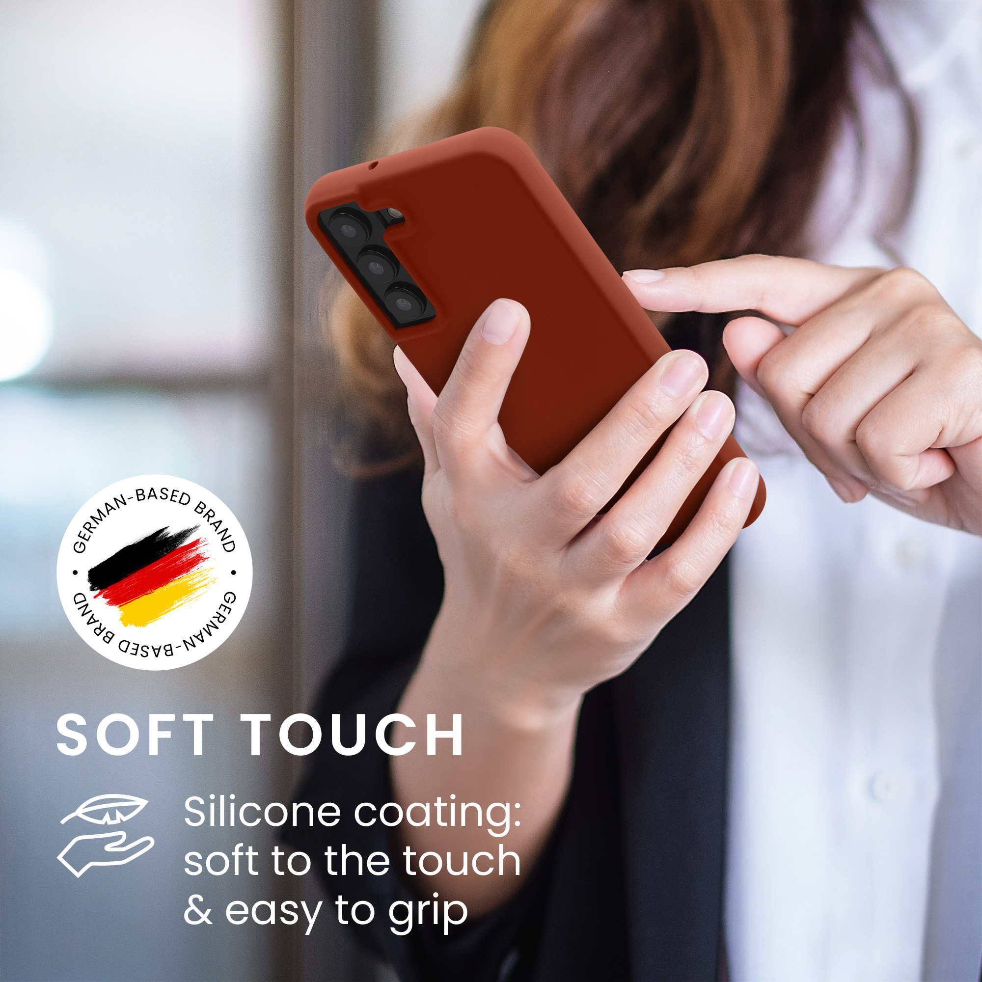 Kryt na mobil Galaxy S22 kwmobile Soft Cover kořeněná červená