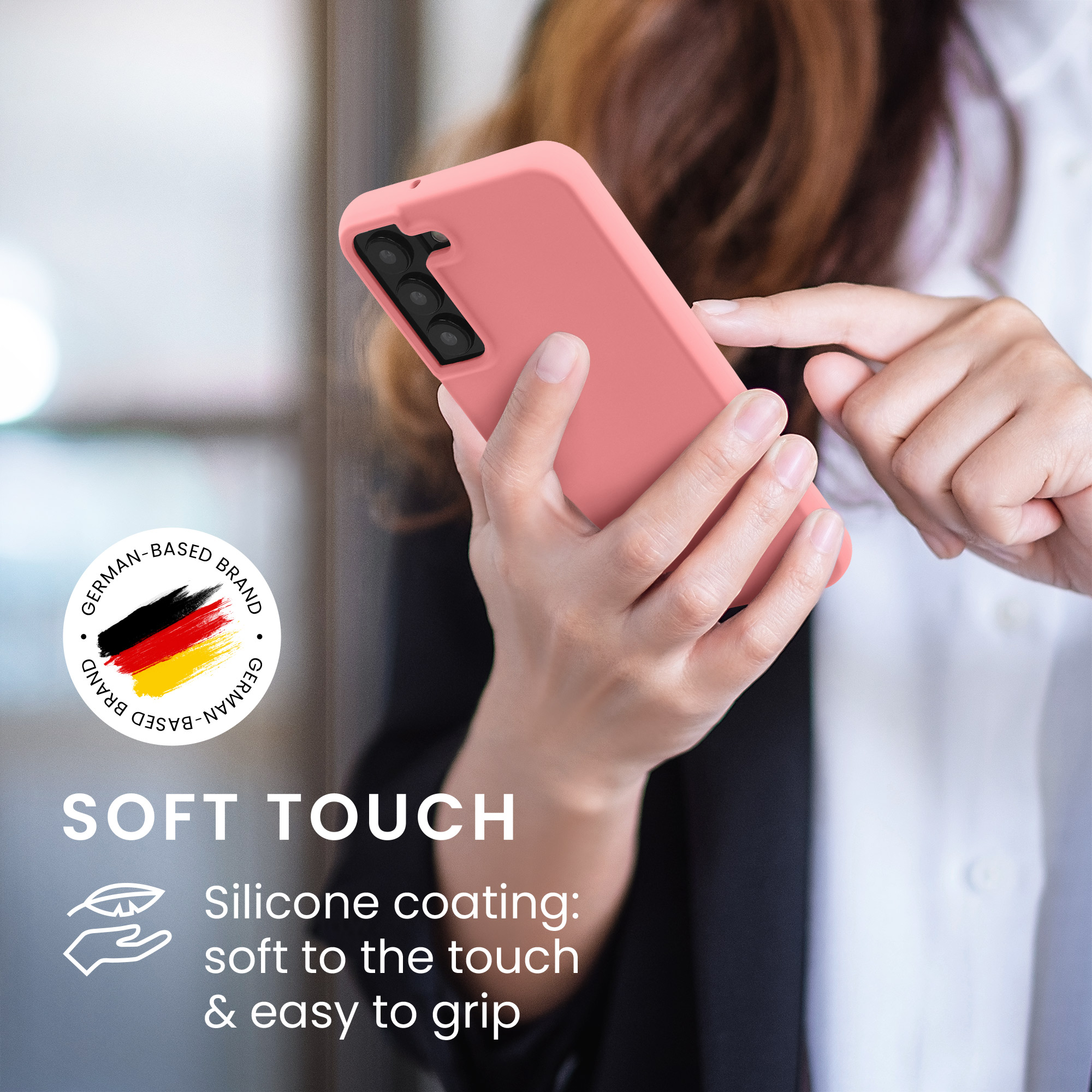 Kryt na mobil Galaxy S22 kwmobile Soft Cover pastelově korálová