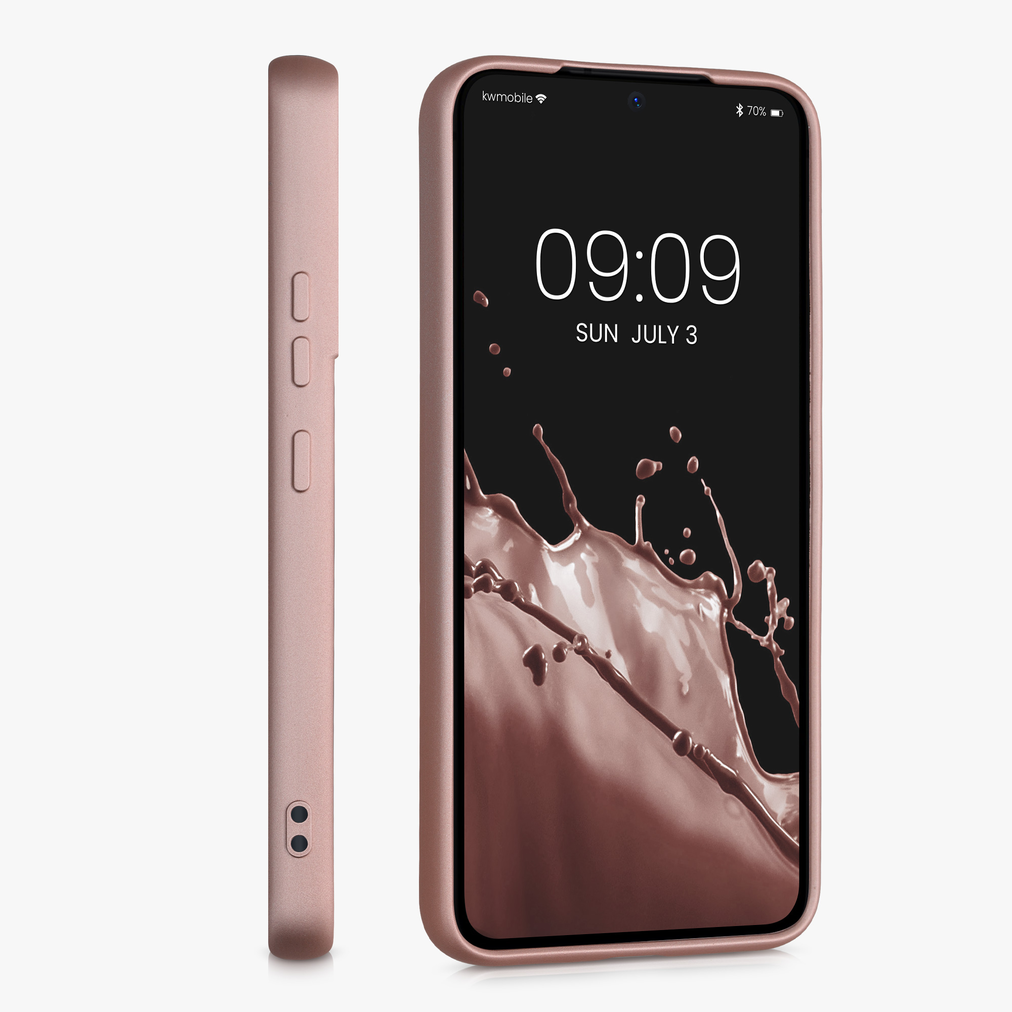 Kryt na mobil Galaxy S22 kwmobile Metallic metalická růžově zlatá