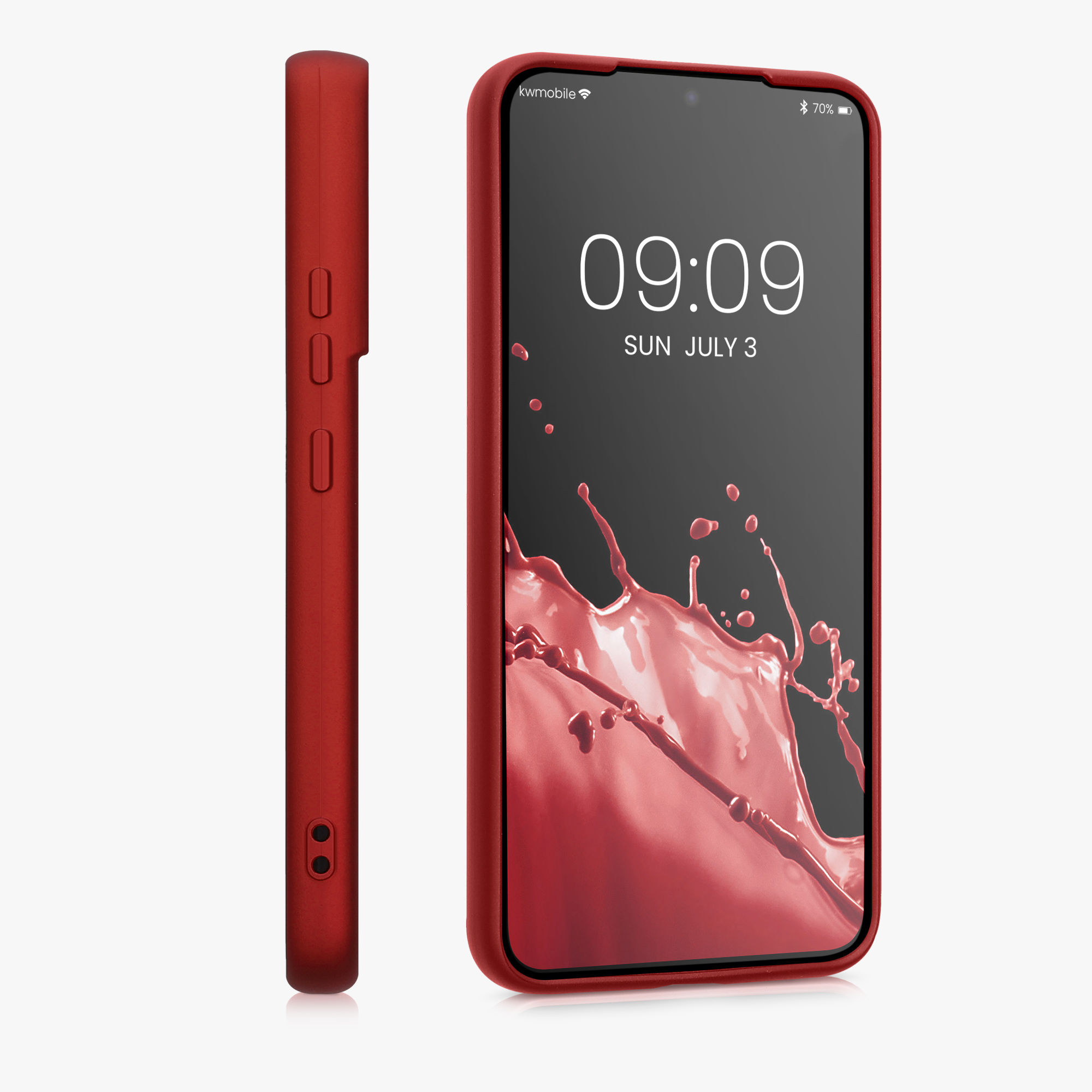 Kryt na mobil Galaxy S22 kwmobile Metallic metalická tmavě červená