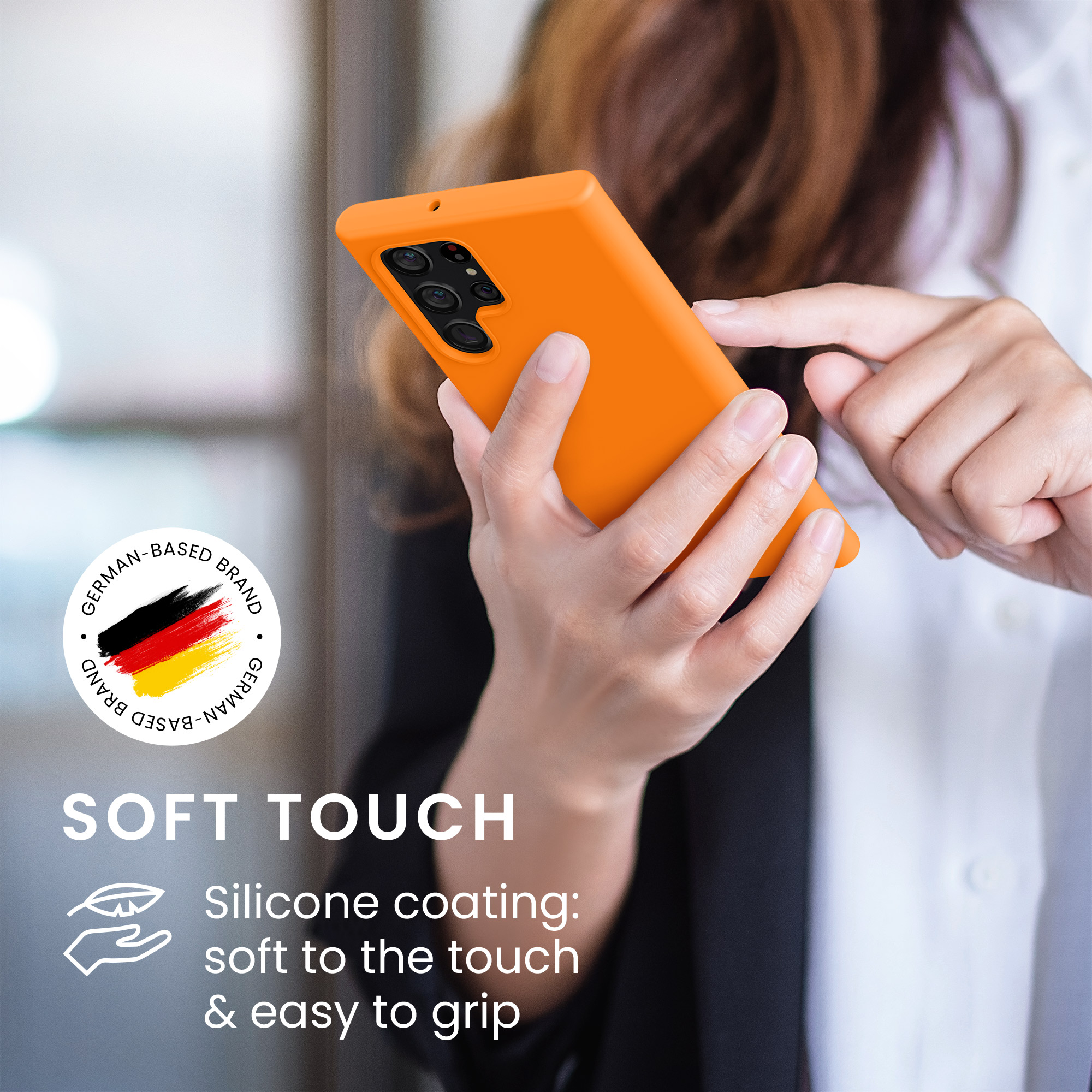 Kryt na mobil Galaxy S22 Ultra kwmobile Soft Cover ovocně oranžová