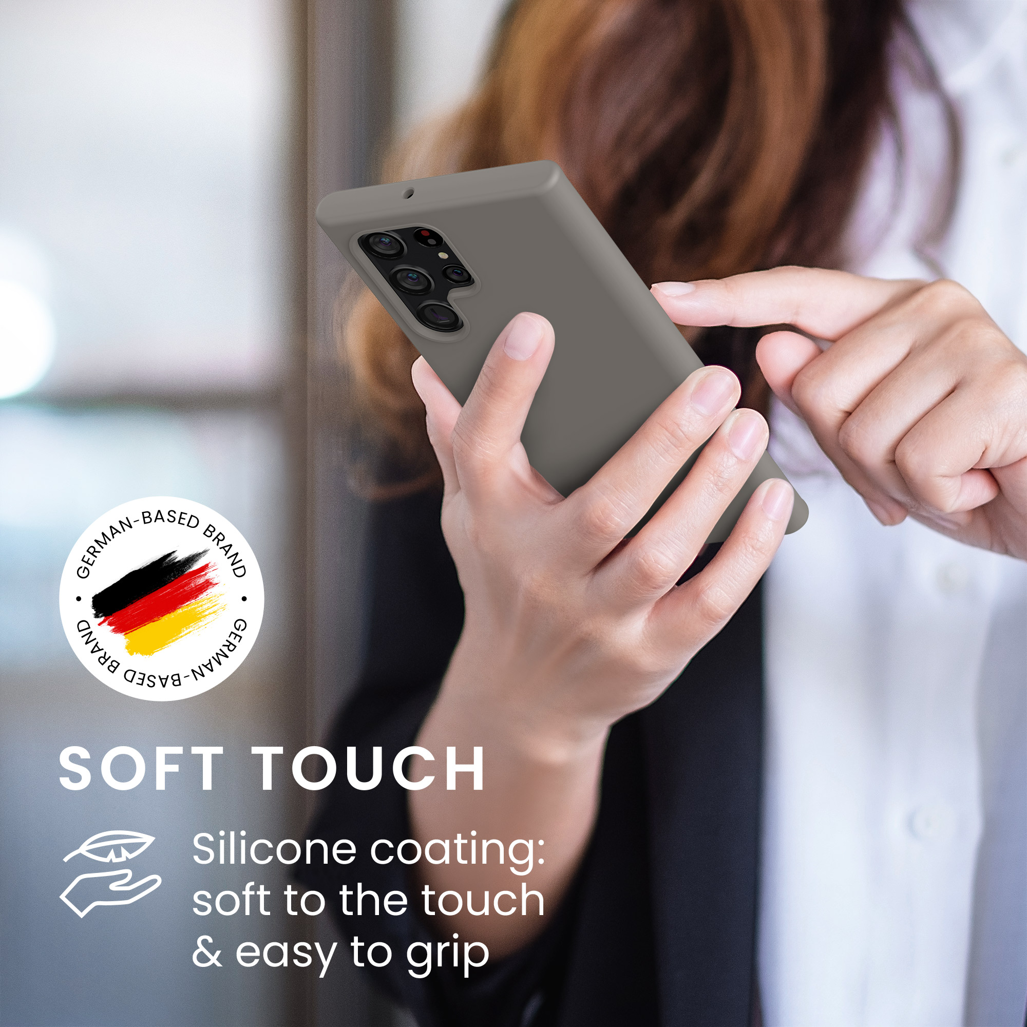 Kryt na mobil Galaxy S22 Ultra kwmobile Soft Cover šedobéžová Stone Dust