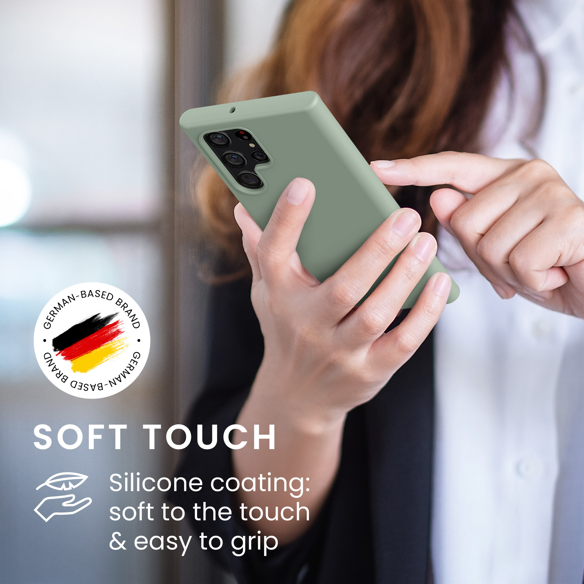 Kryt na mobil Galaxy S22 Ultra kwmobile Soft Cover šedozelená