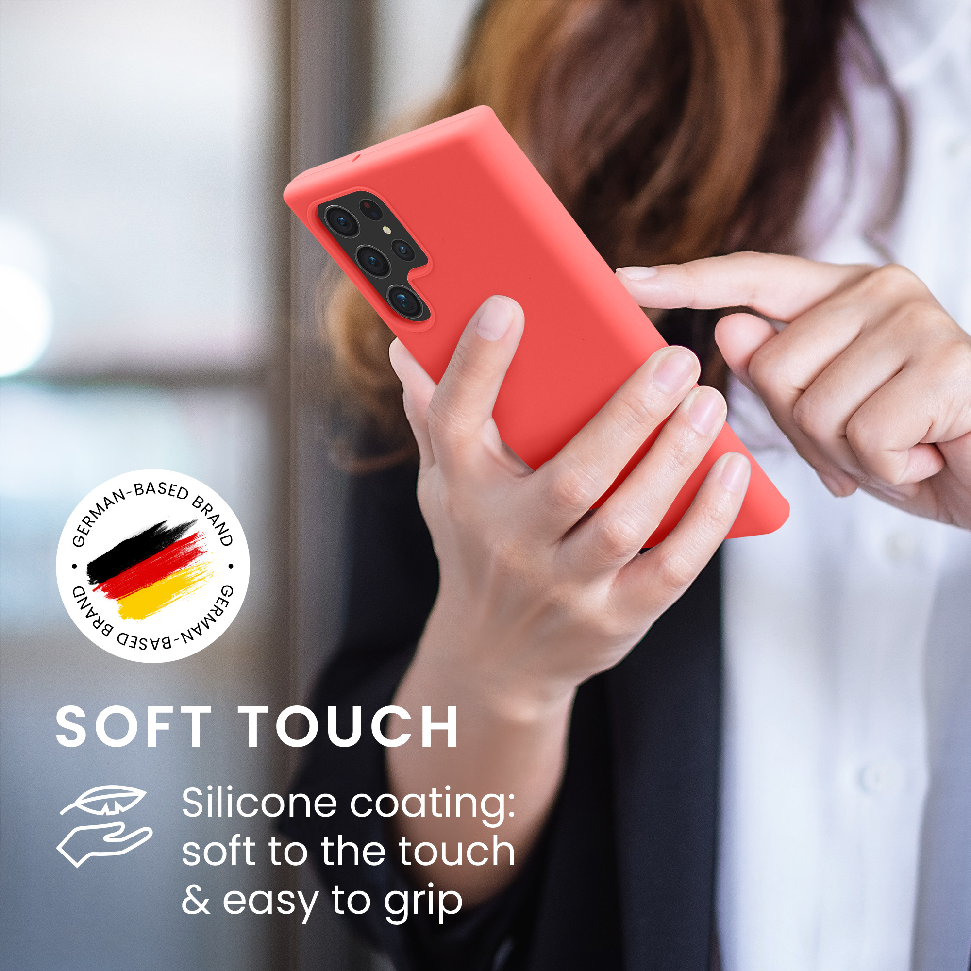 Kryt na mobil Galaxy S22 Ultra kwmobile Soft Cover neonově korálová