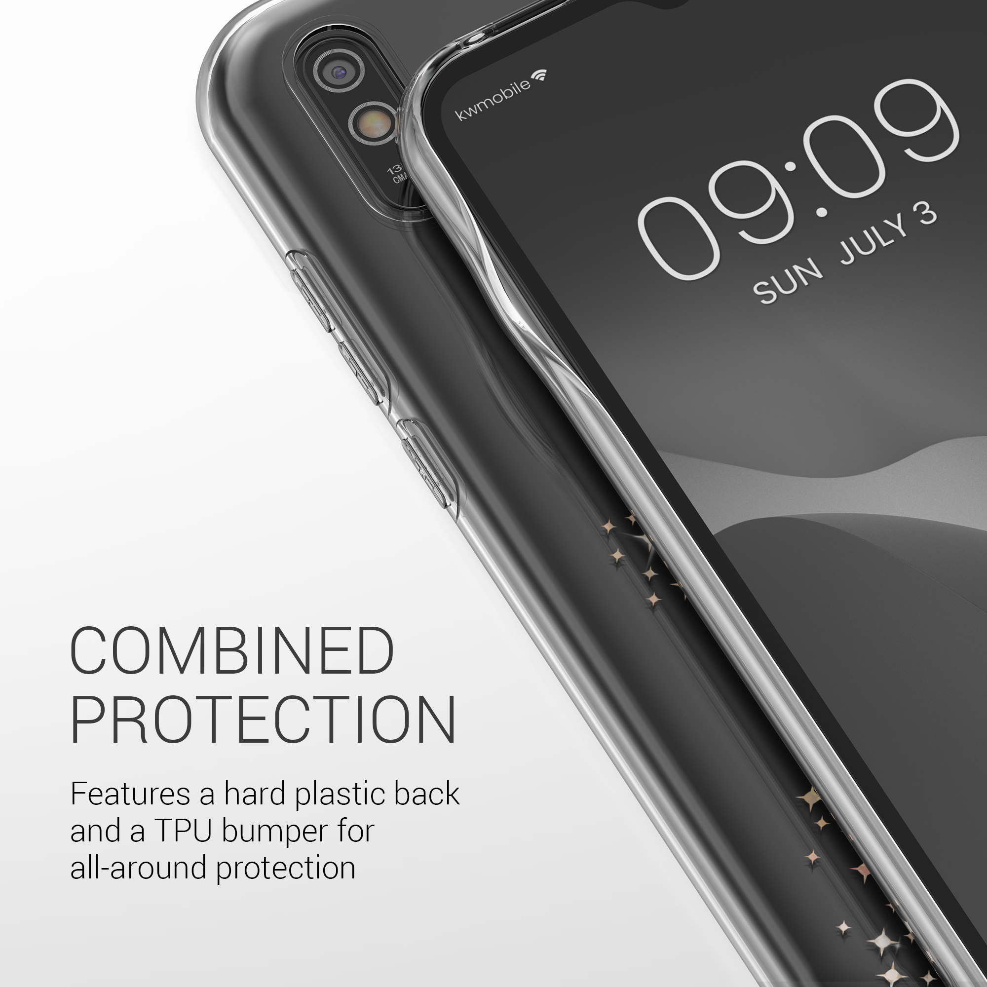 TPU Pouzdro pro Xiaomi Redmi 9A / 9AT kwmobile - glitrová víla růžové zlato / transparentní