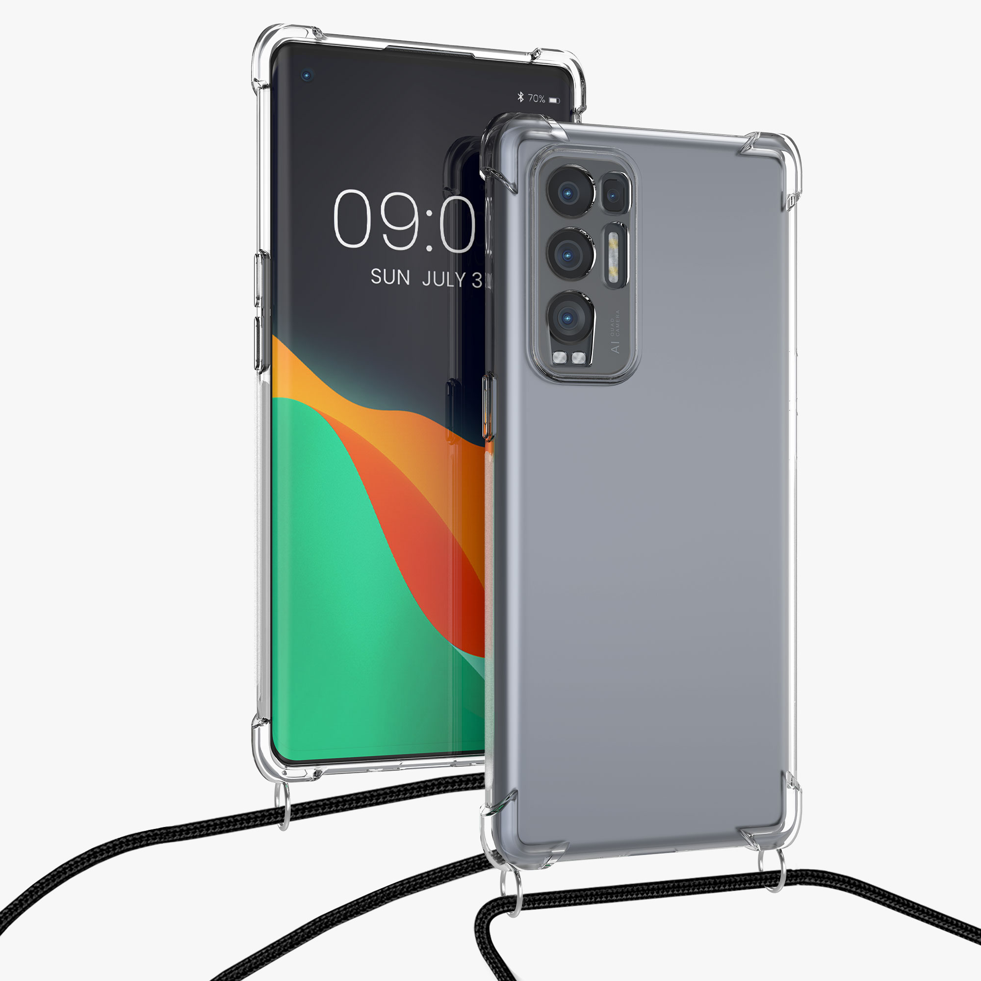 Crossbody kryt na mobil Oppo Find X3 Neo kwmobile šňůrka transparentní