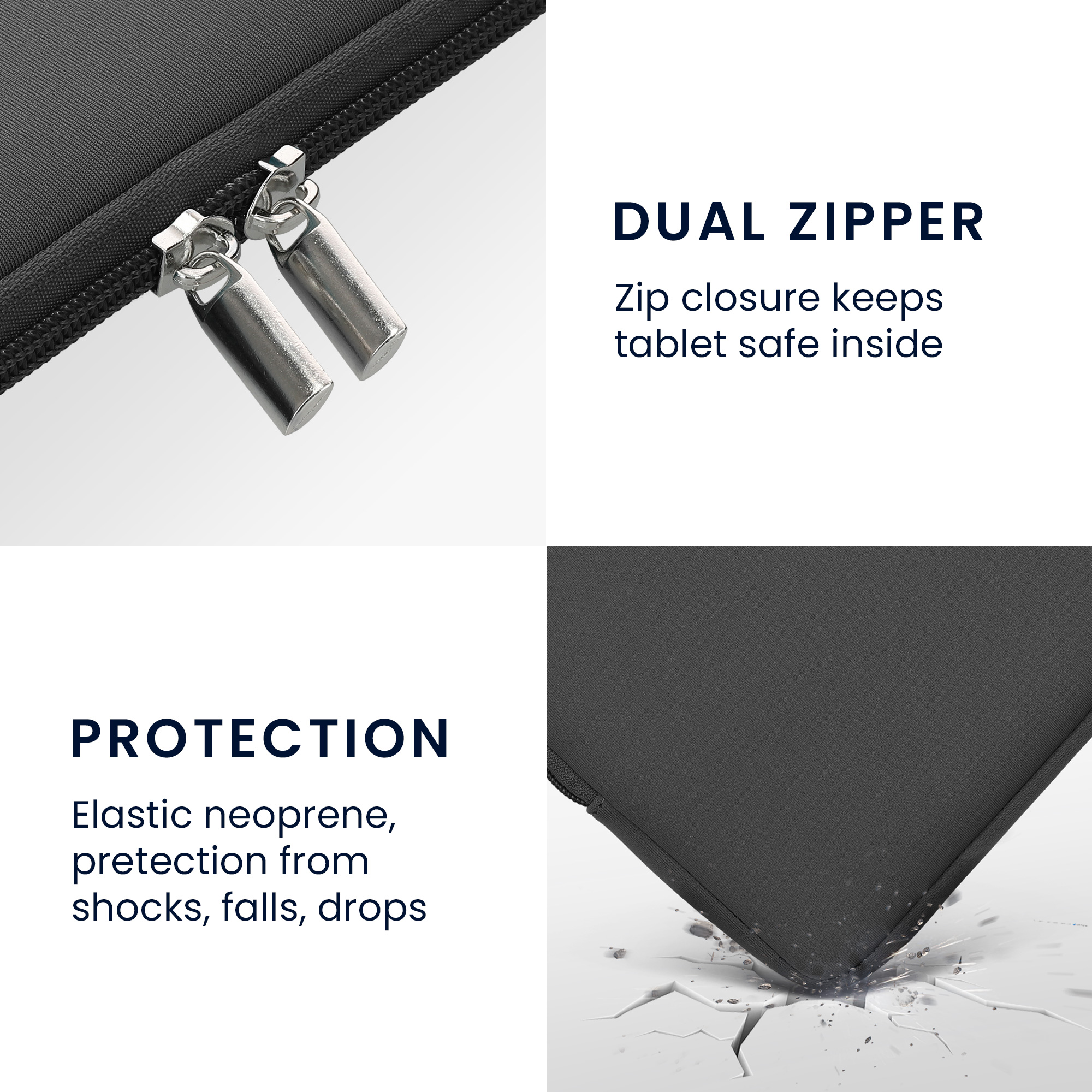 Neoprenové pouzdro pro 9,7"-11" Tablet kwmobile se zipem - šedá