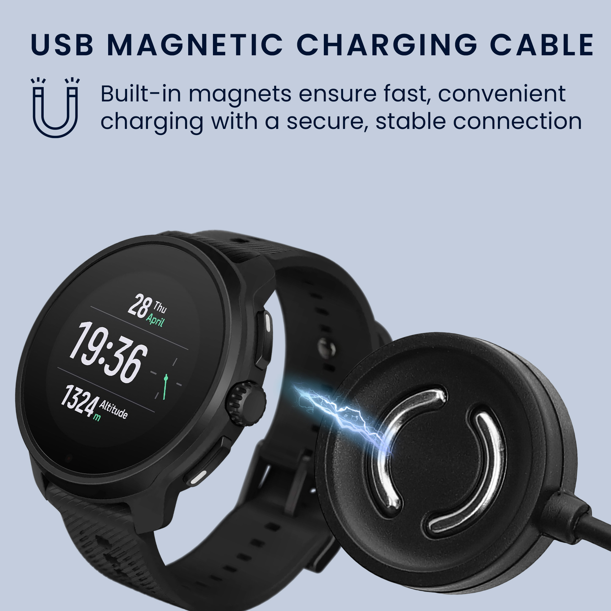 Nabíjecí kabel k chytrým hodinkám Suunto Peak 9 kwmobile - černá