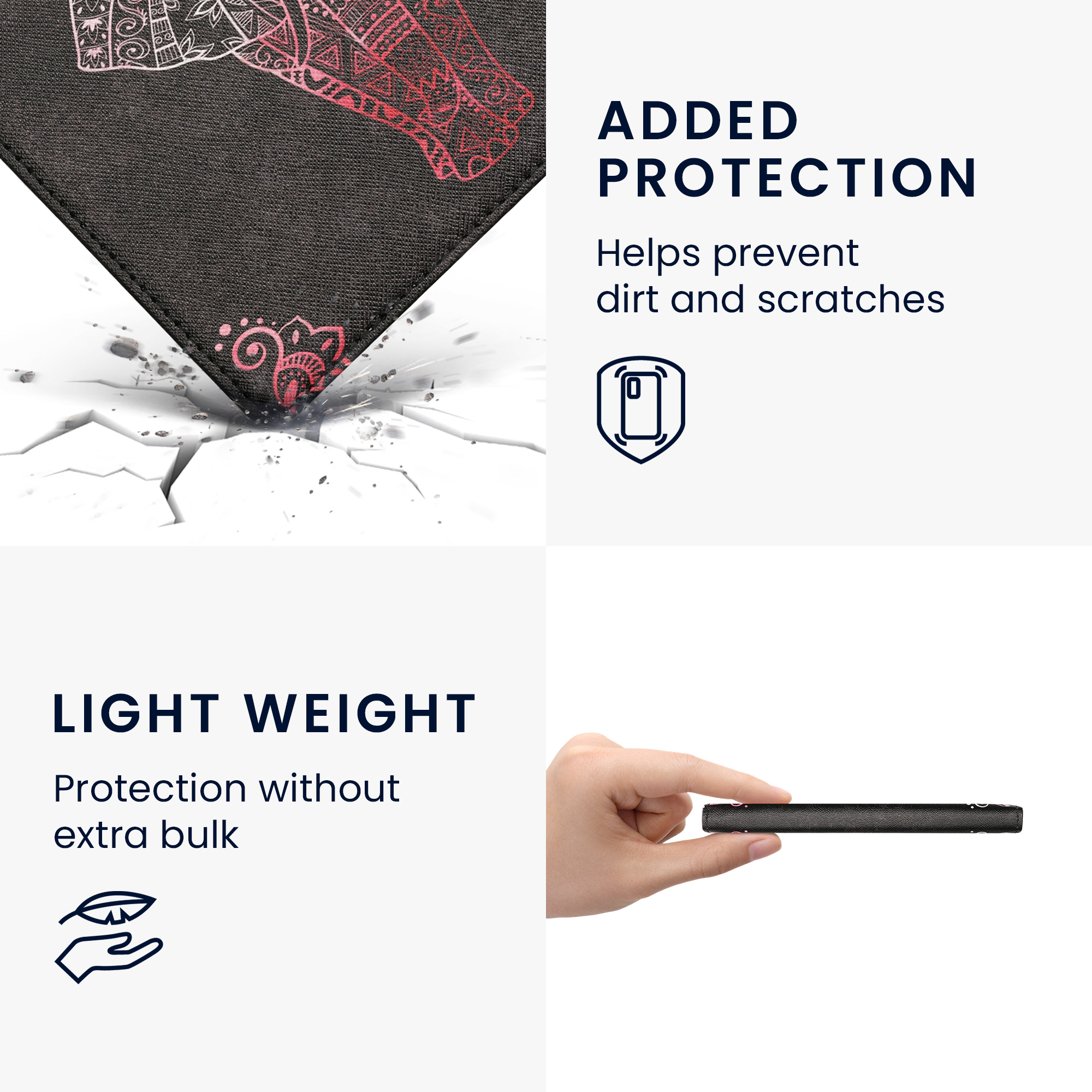 Pouzdro na čtečku kwmobile pro Amazon Kindle Oasis 10. Generation - motiv slon tmavě růžová / antracitová
