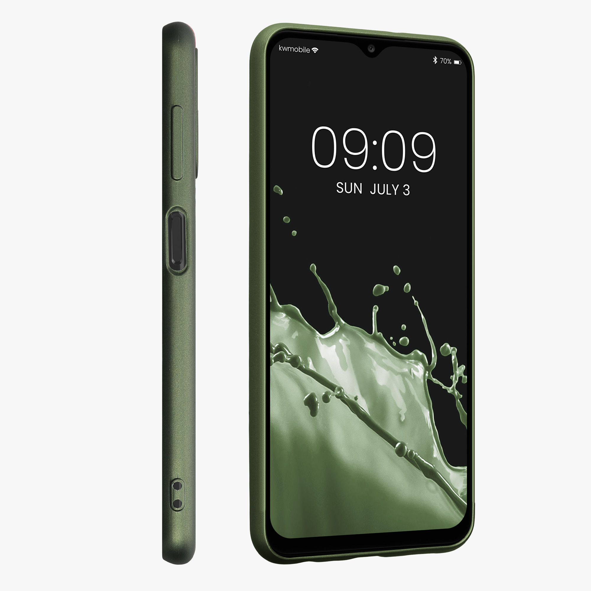 Kryt na mobil Samsung Galaxy A13 4G kwmobile Metallic metalicky lesně zelený