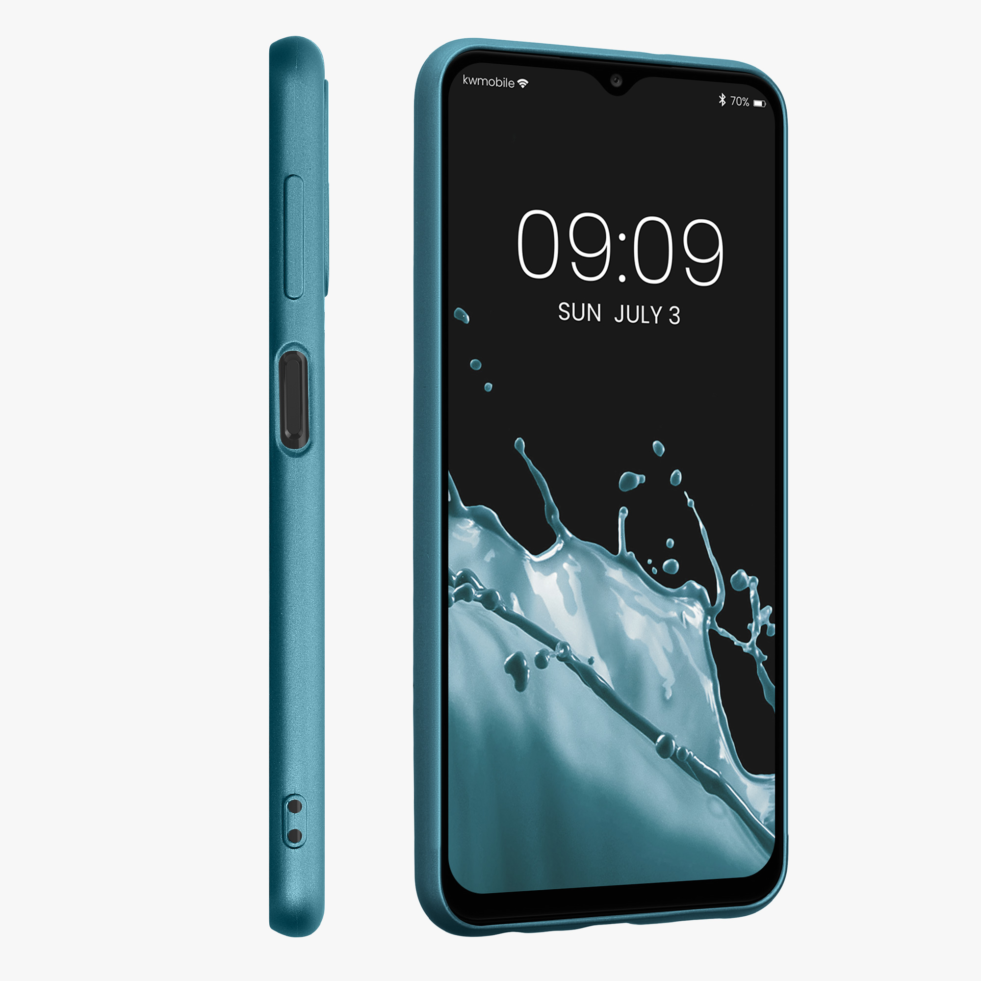 Kryt na mobil Samsung Galaxy A13 4G kwmobile TPU metalický Metalická karibská modrá