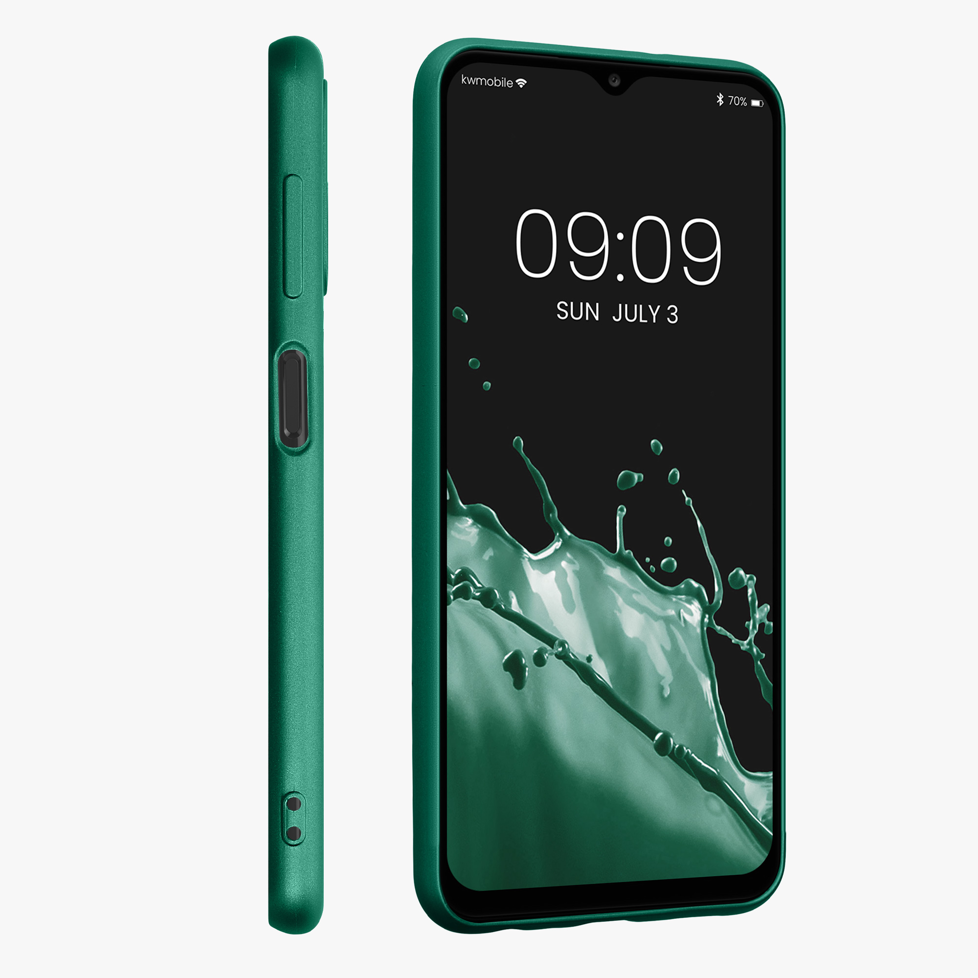Kryt na mobil Samsung Galaxy A13 4G kwmobile TPU metalický Tmavě metalická zelená