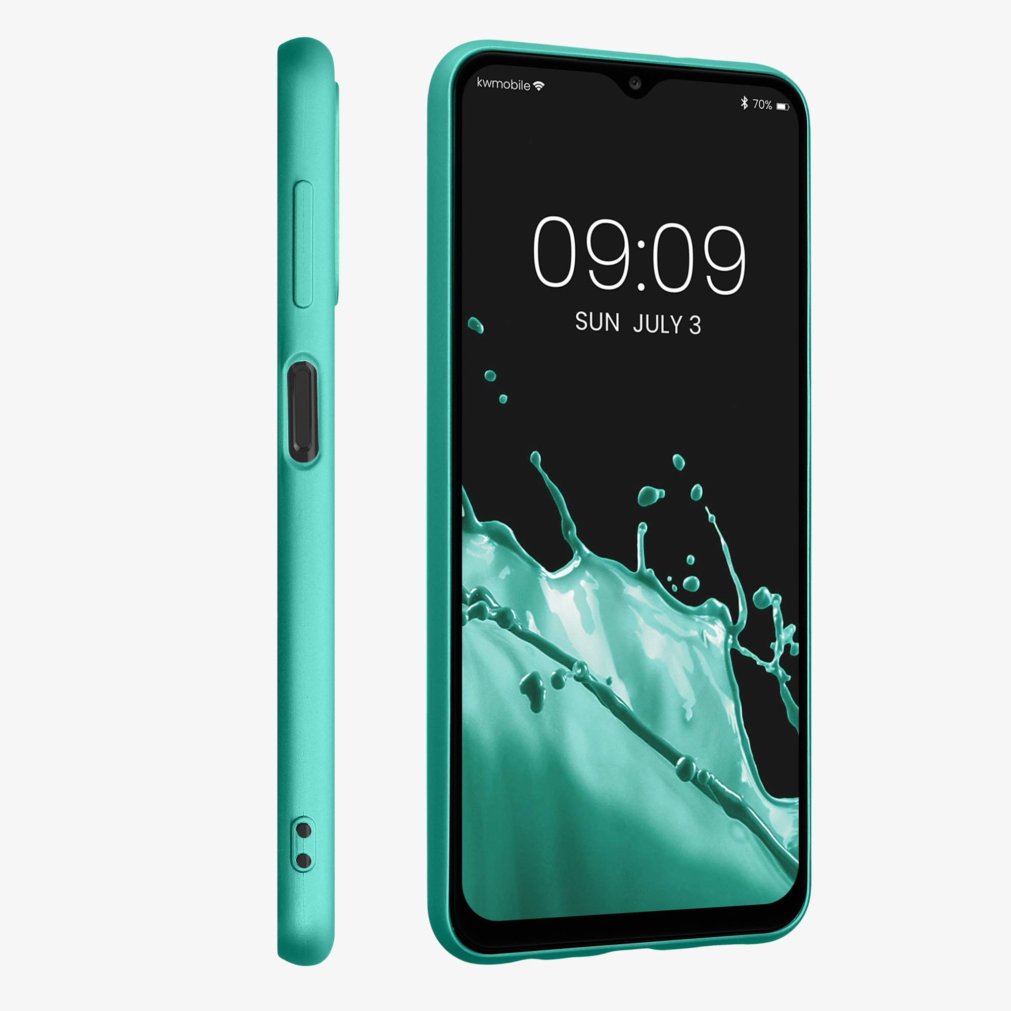 Kryt na mobil Samsung Galaxy A13 4G kwmobile TPU metalický Metalická tyrkysová