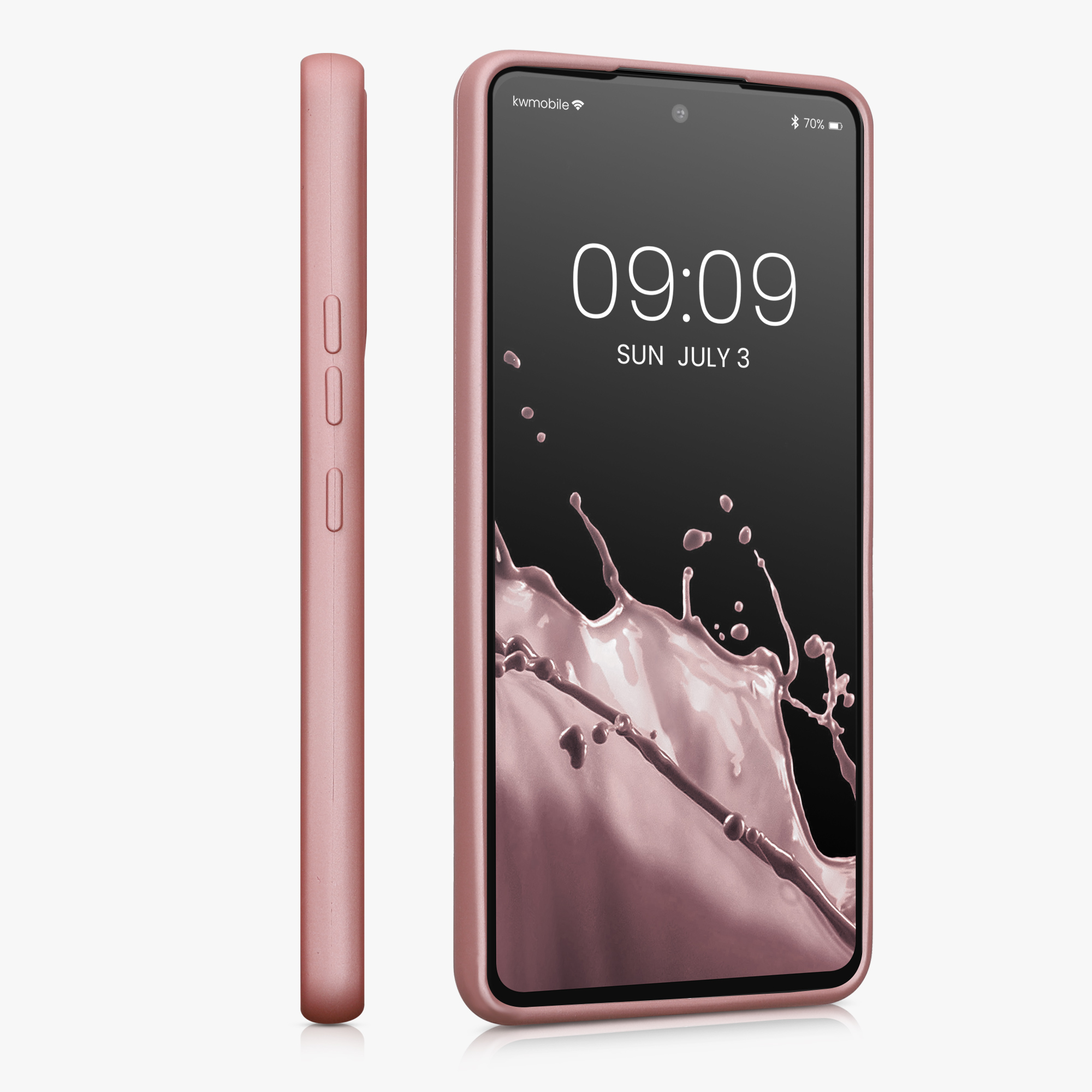 Kryt na mobil Samsung Galaxy A53 5G kwmobile TPU metalický Metalická růžová zlatá
