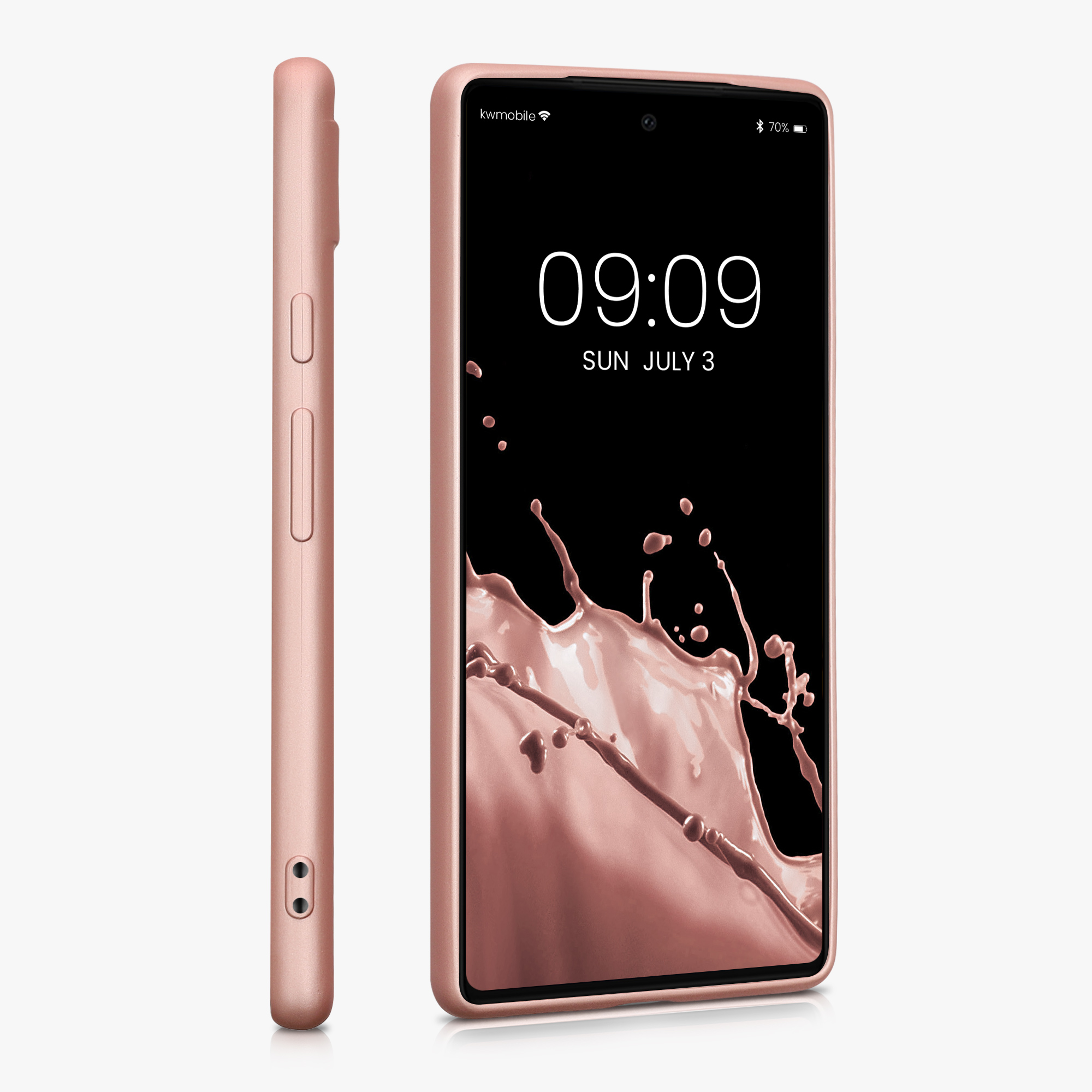 Pouzdro pro Google Pixel 6a kwmobile tenké metalické silikonové - metalická růžové zlato