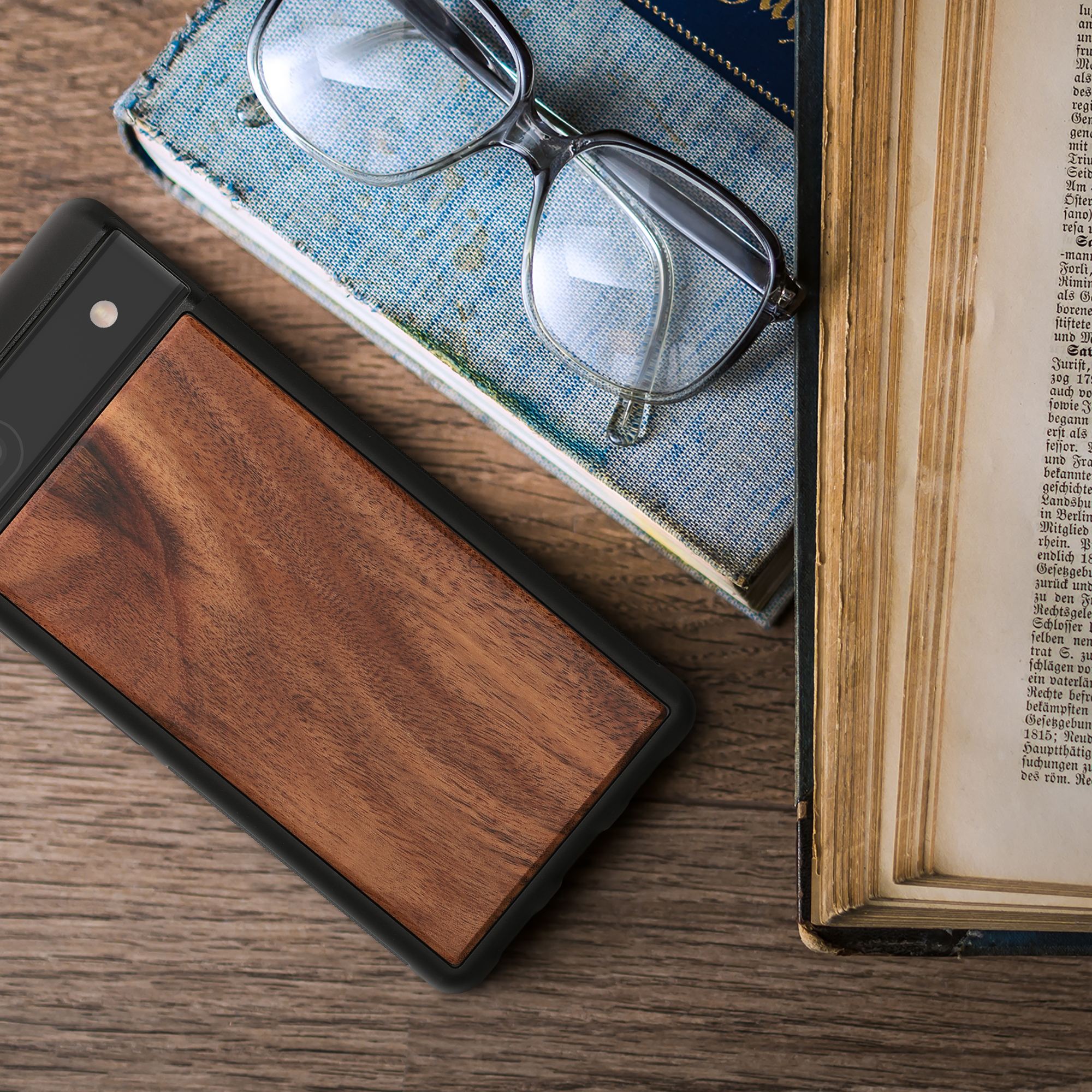 Dřevěné pouzdro pro Google Pixel 6a kwmobile - tvrdý obal vintage hnědá / hnědá