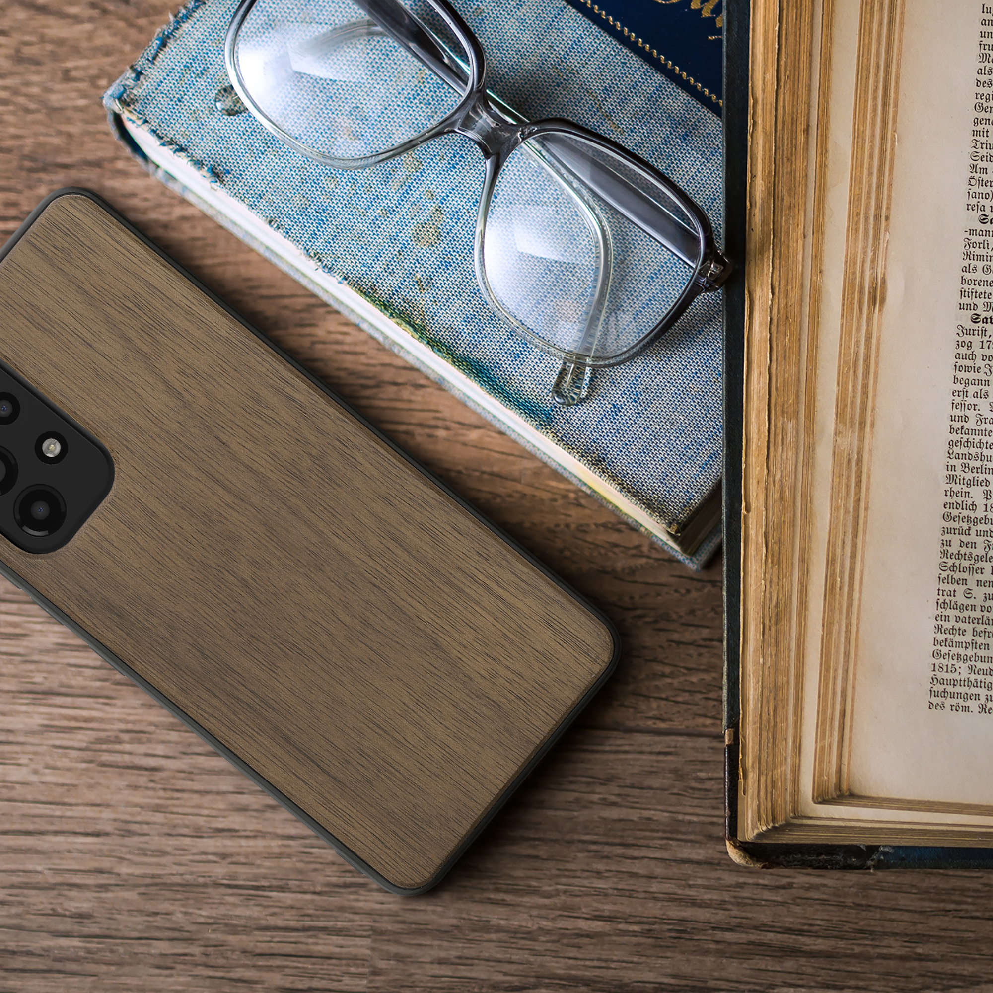 Dřevěný kryt na mobil Samsung Galaxy A53 5G kwmobile TPU rámeček Tmavě hnědá
